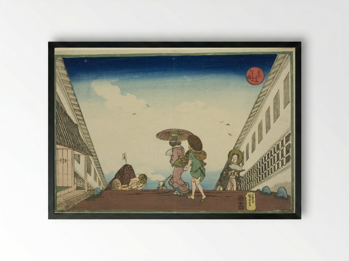 Kasumigaseki, from the series Famous Places in the Eastern Capital (Toto meisho) - Utagawa Kuniyoshi - Framed Print Black