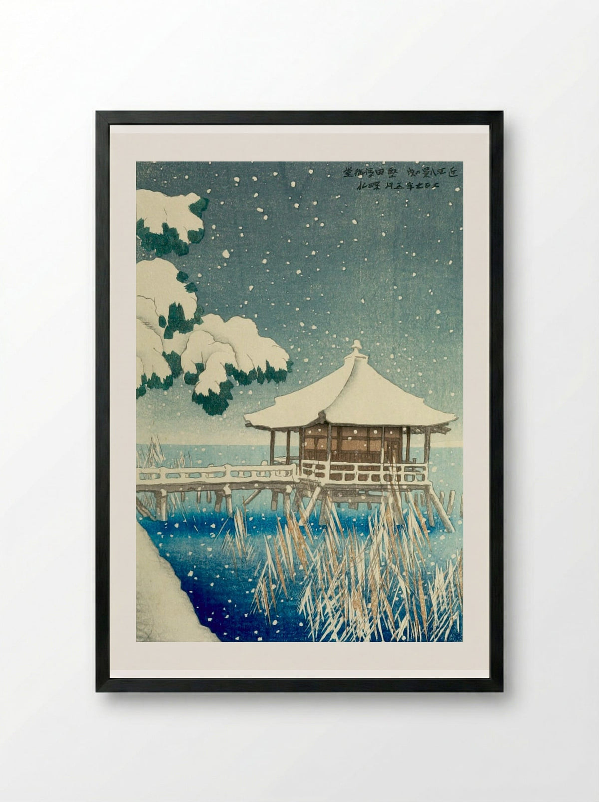 Katada Ukimidō, from the series Eight Views of Lake Biwa - Itō Shinsui - Framed Print Black