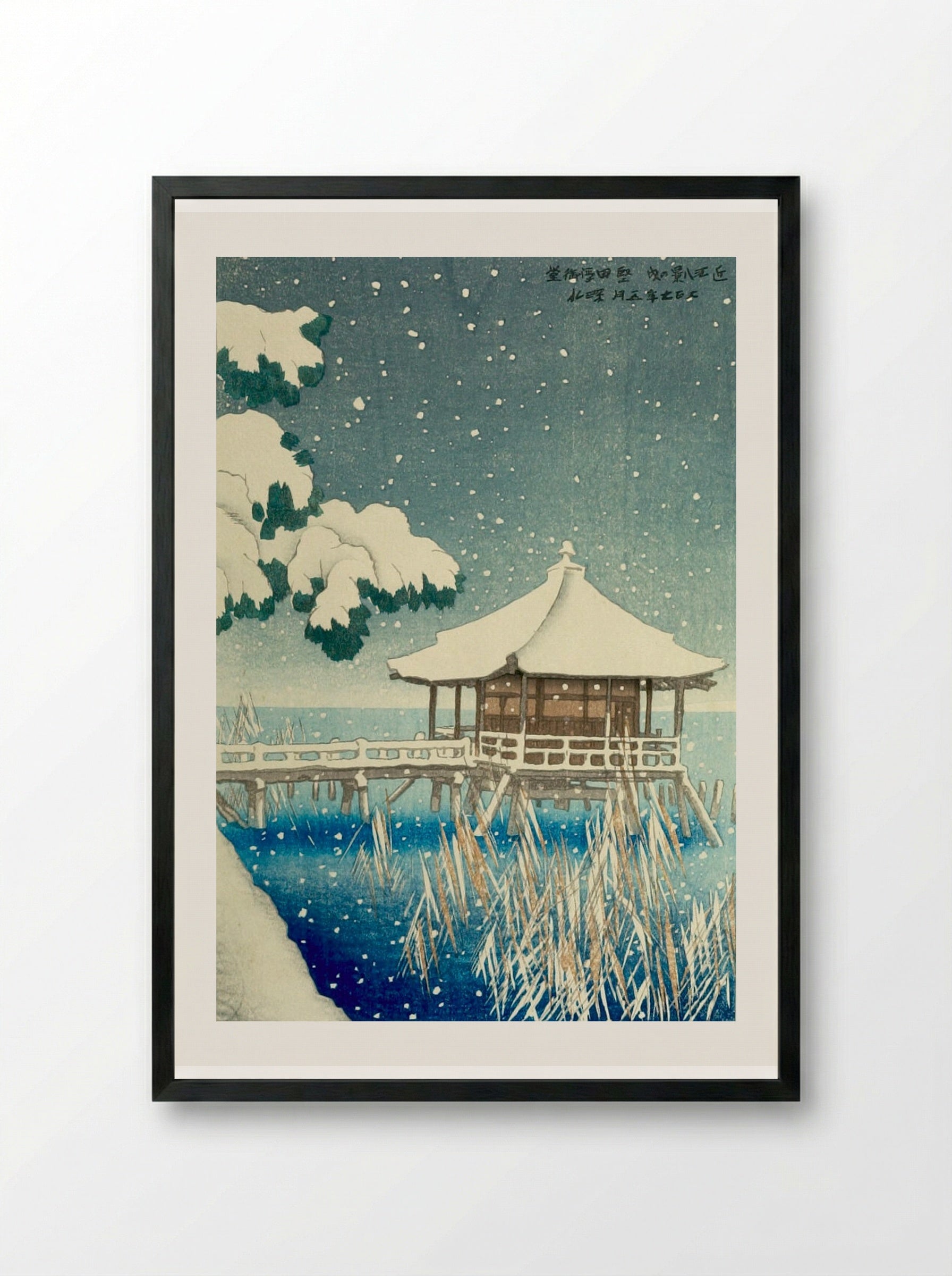 Katada Ukimidō, from the series Eight Views of Lake Biwa - Itō Shinsui - Framed Print Black