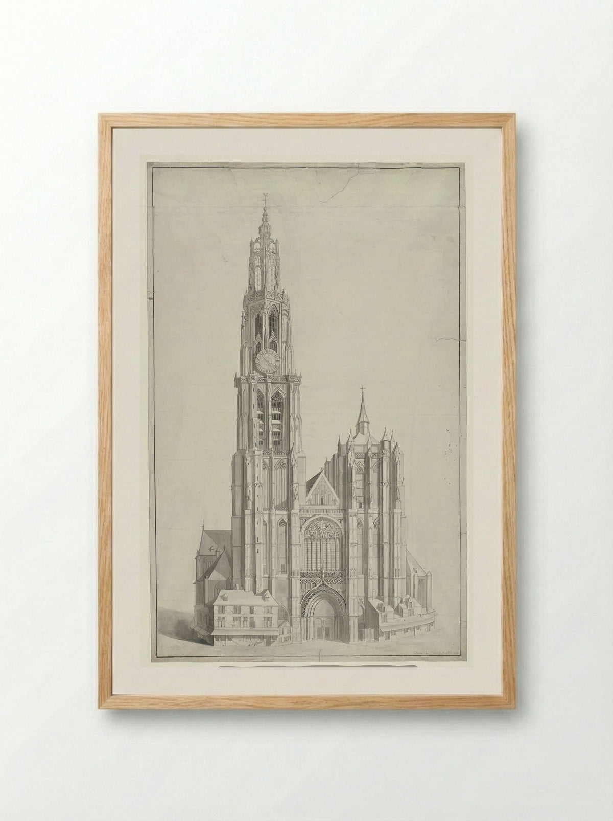 Kathedraal te Antwerpen - Ignatius Joseph van den Berghe - Framed Print Wood