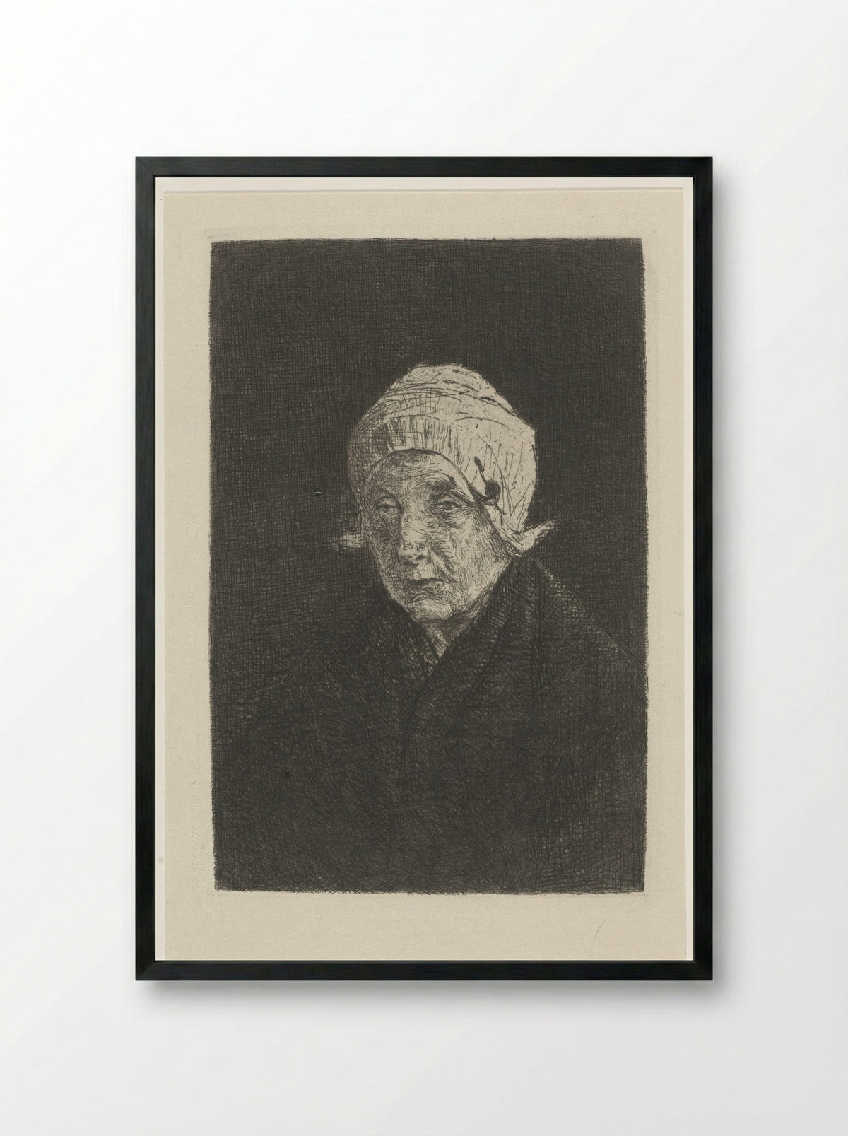 Katwijkse oude vrouw - Jozef Israëls - Framed Print Black