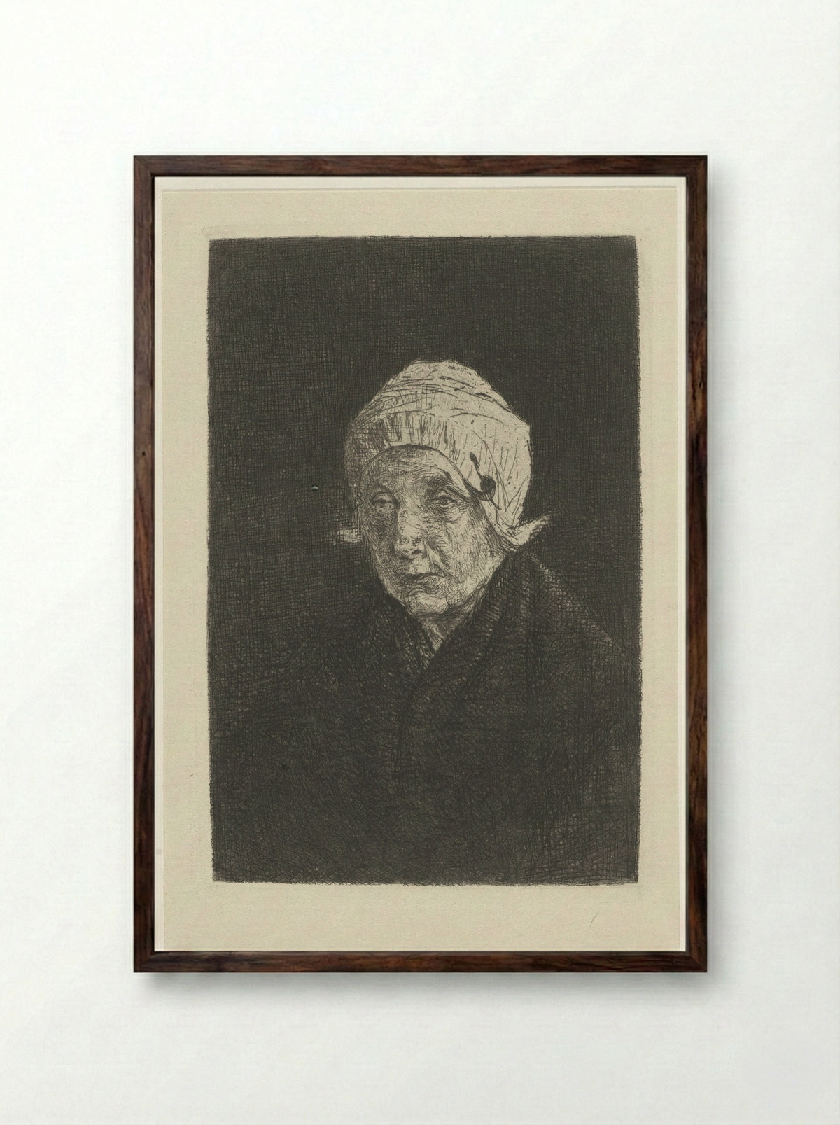 Katwijkse oude vrouw - Jozef Israëls - Framed Print Dark Wood