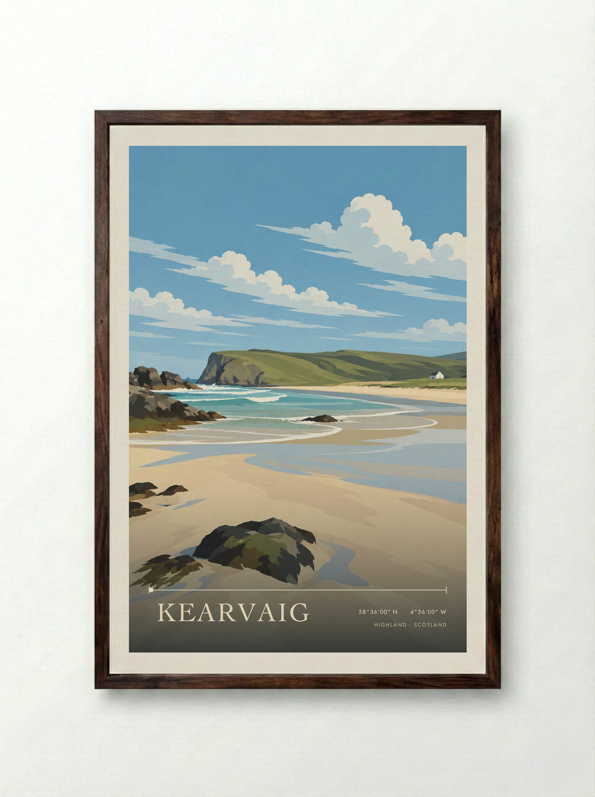 Kearvaig, Highland | Travel Poster - Framed Print Dark Wood