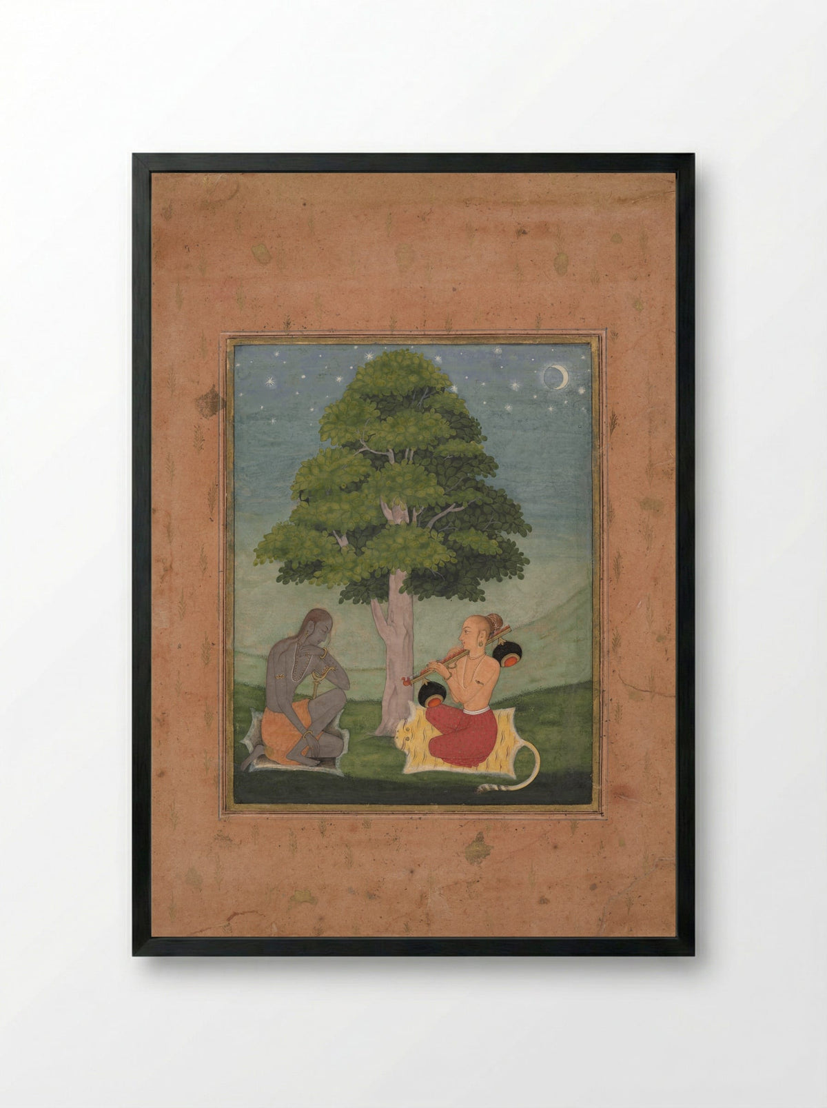 Kedar Ragini: Folio from a Ragamala series - Ruknuddin - Framed Print Black