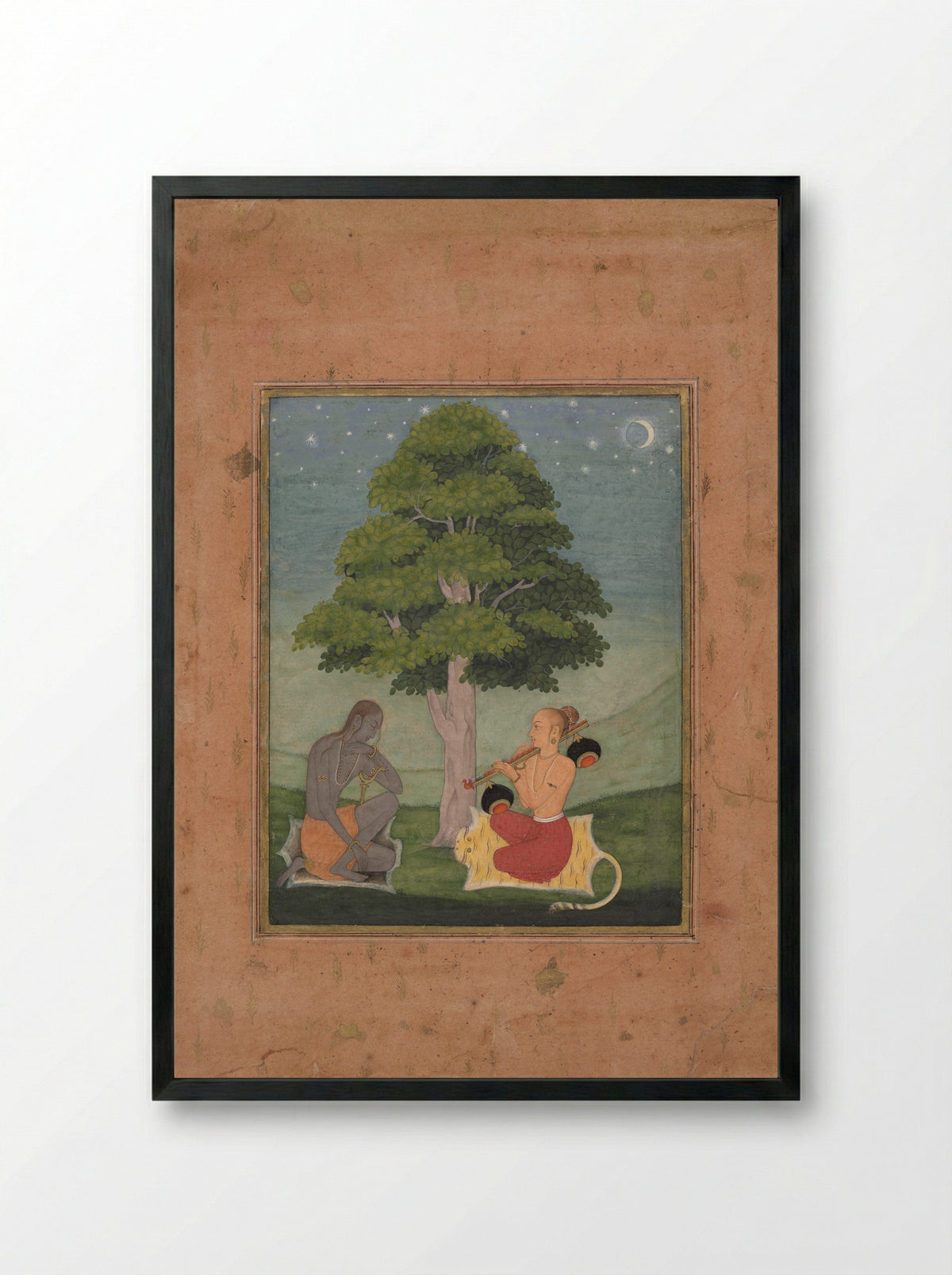 Kedar Ragini: Folio from a Ragamala series - Ruknuddin - Framed Print Black