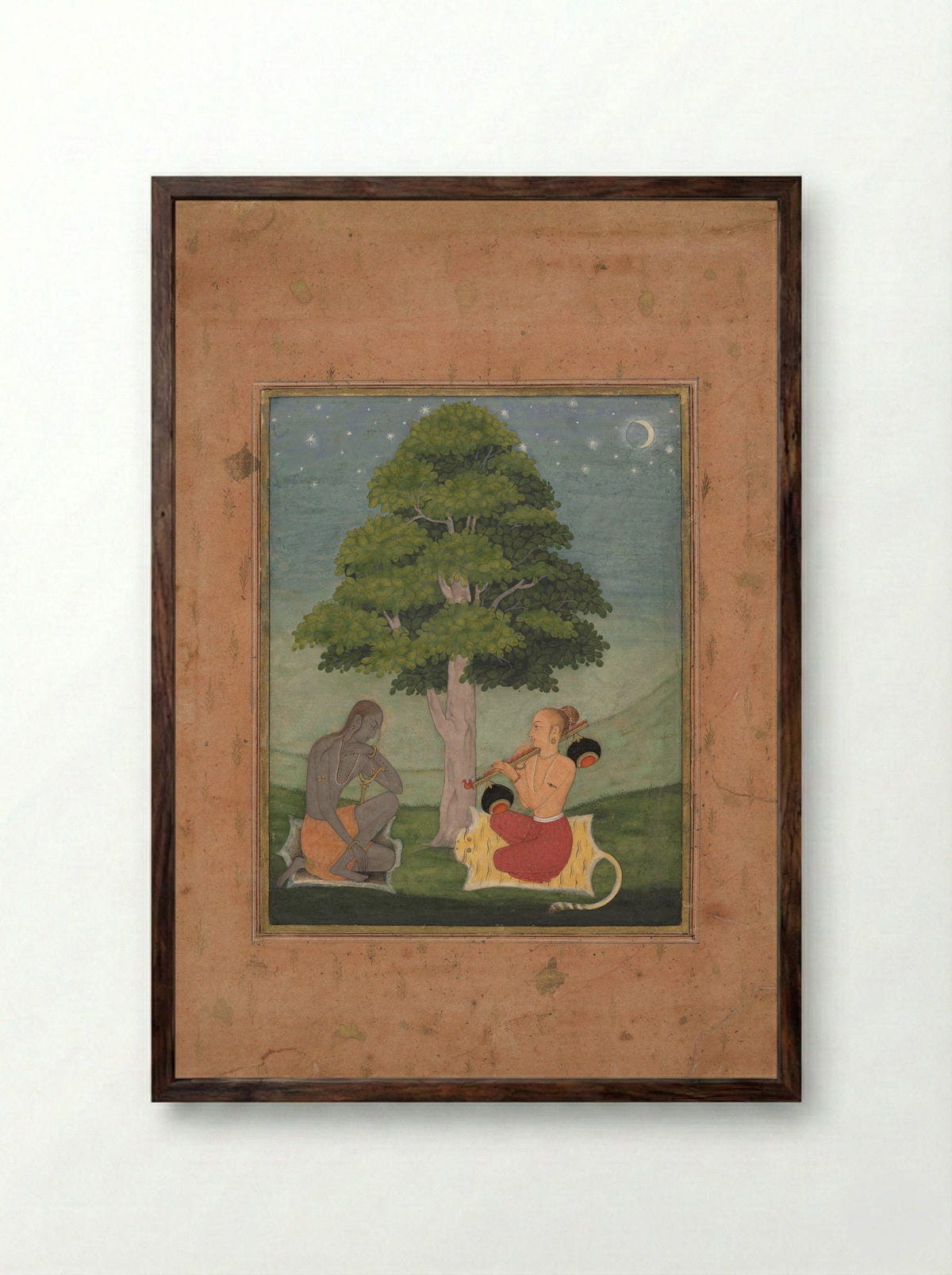 Kedar Ragini: Folio from a Ragamala series - Ruknuddin - Framed Print Dark Wood