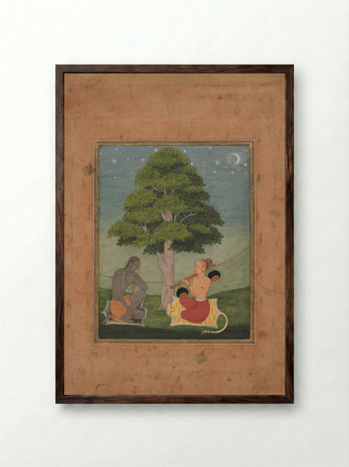 Kedar Ragini: Folio from a Ragamala series - Ruknuddin - Framed Print Dark Wood