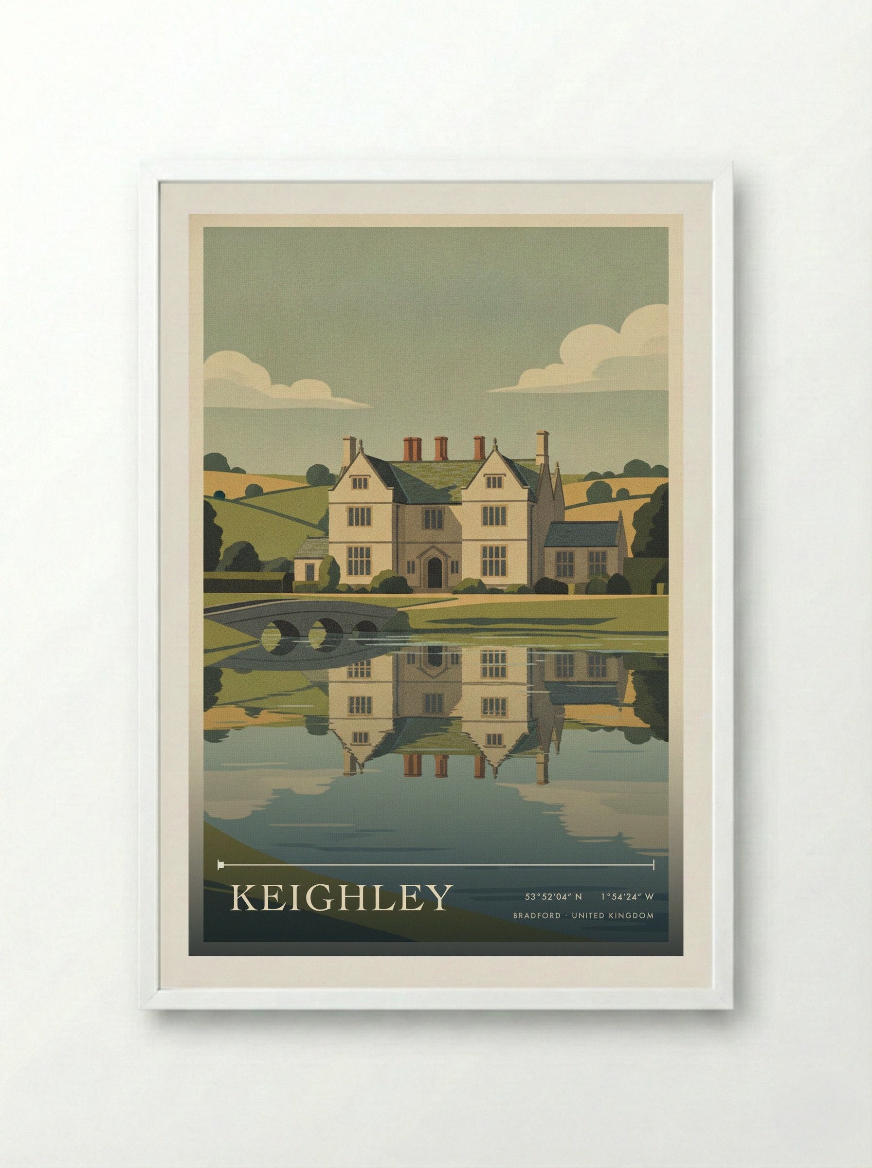 Keighley Bradford United Kingdom Travel Poster - Framed Print White
