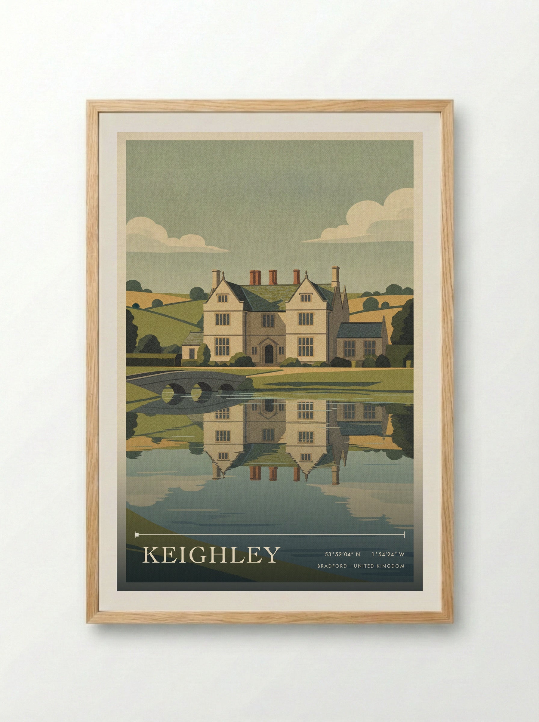 Keighley Bradford United Kingdom Travel Poster - Framed Print Wood