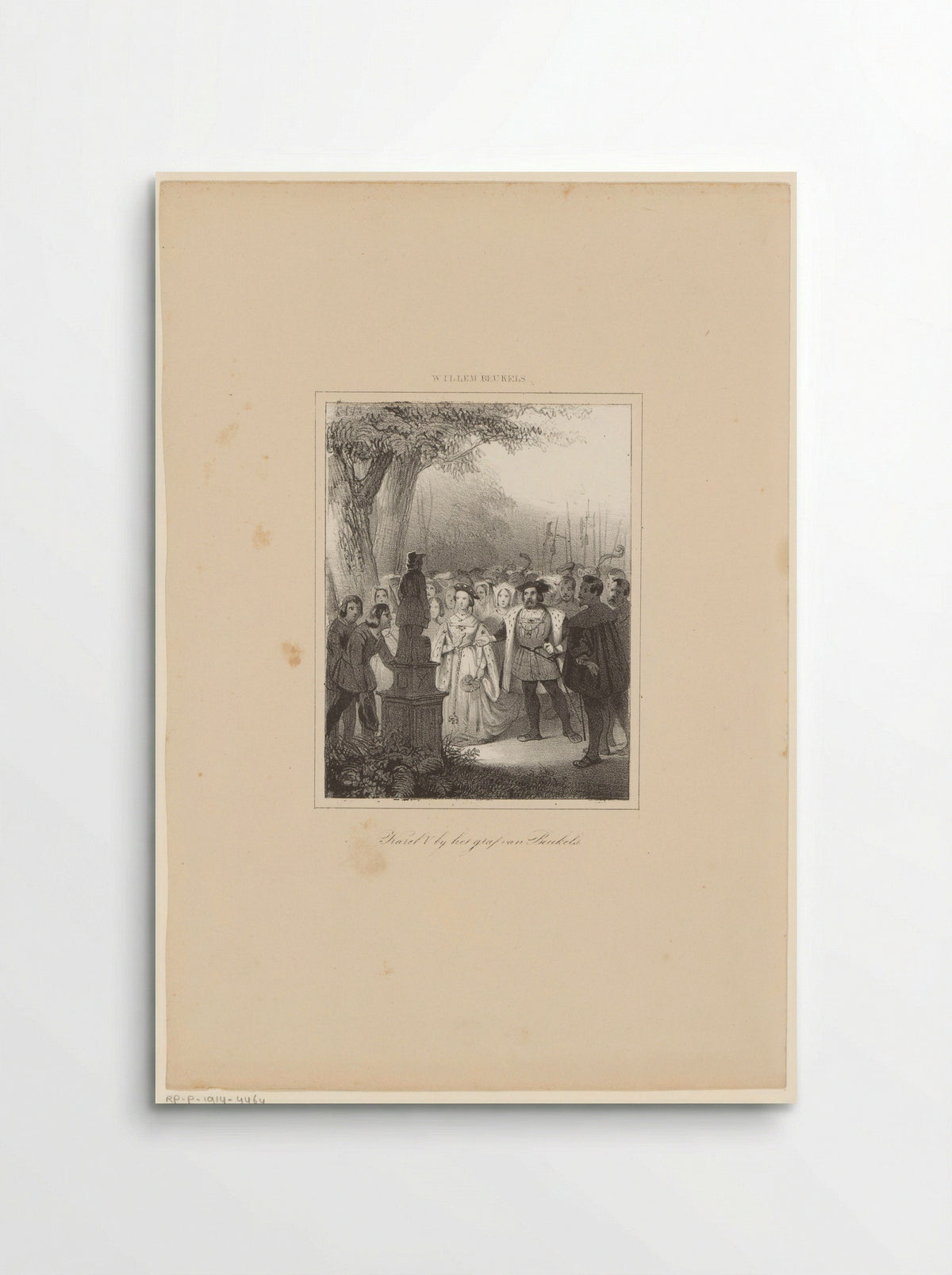 Keizer Karel V bezoekt het graf van Willem Beukels - Nederlandsche Maatschappij van Schoone Kunsten - Poster