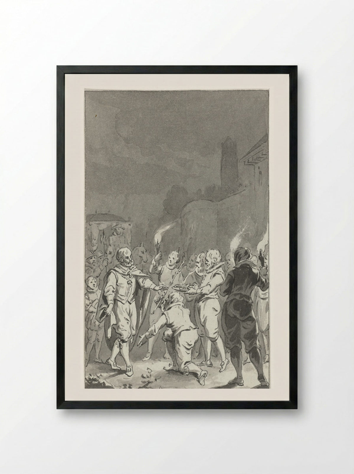 Keizer Karel V ontvangt de sleutels van de poorten en de roede van justitie van Utrecht - Jacobus Buys - Framed Print Black