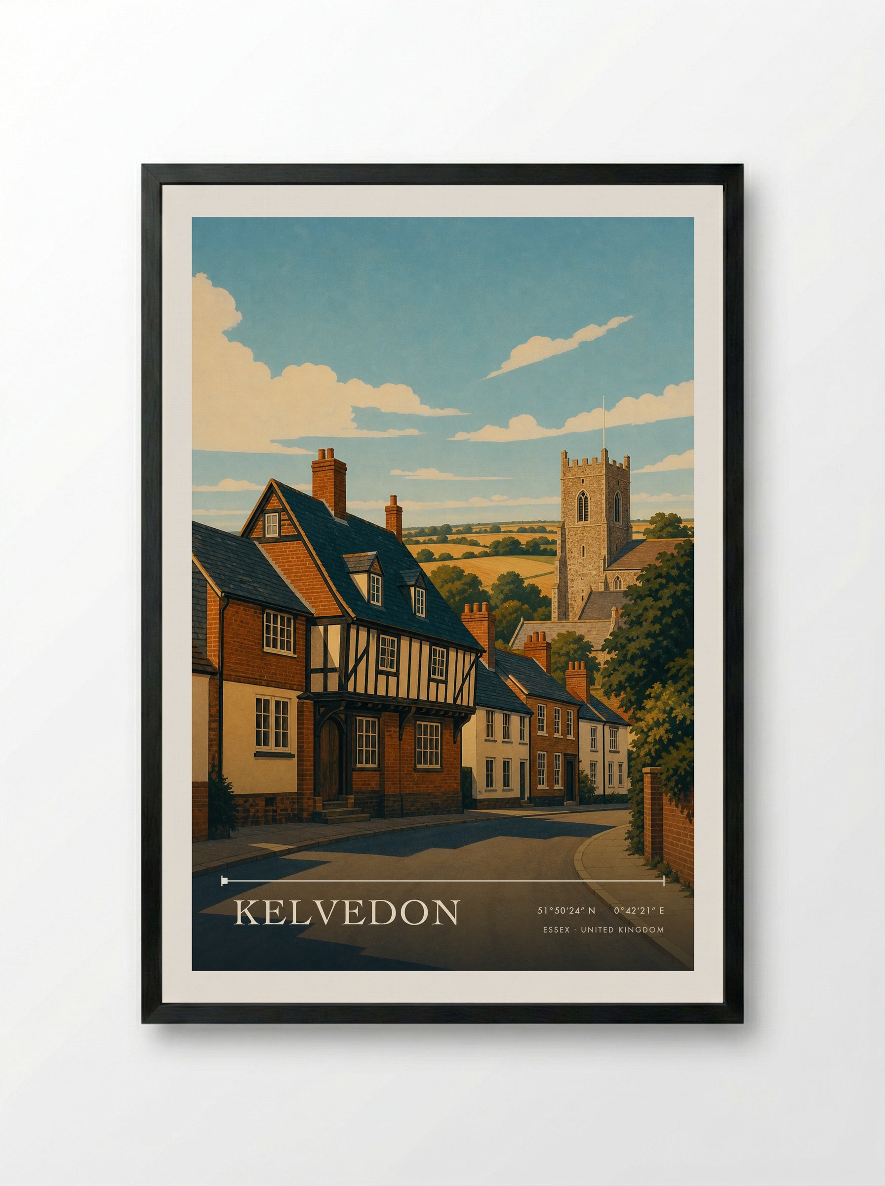 Kelvedon Essex United Kingdom Travel Poster - Framed Print Black