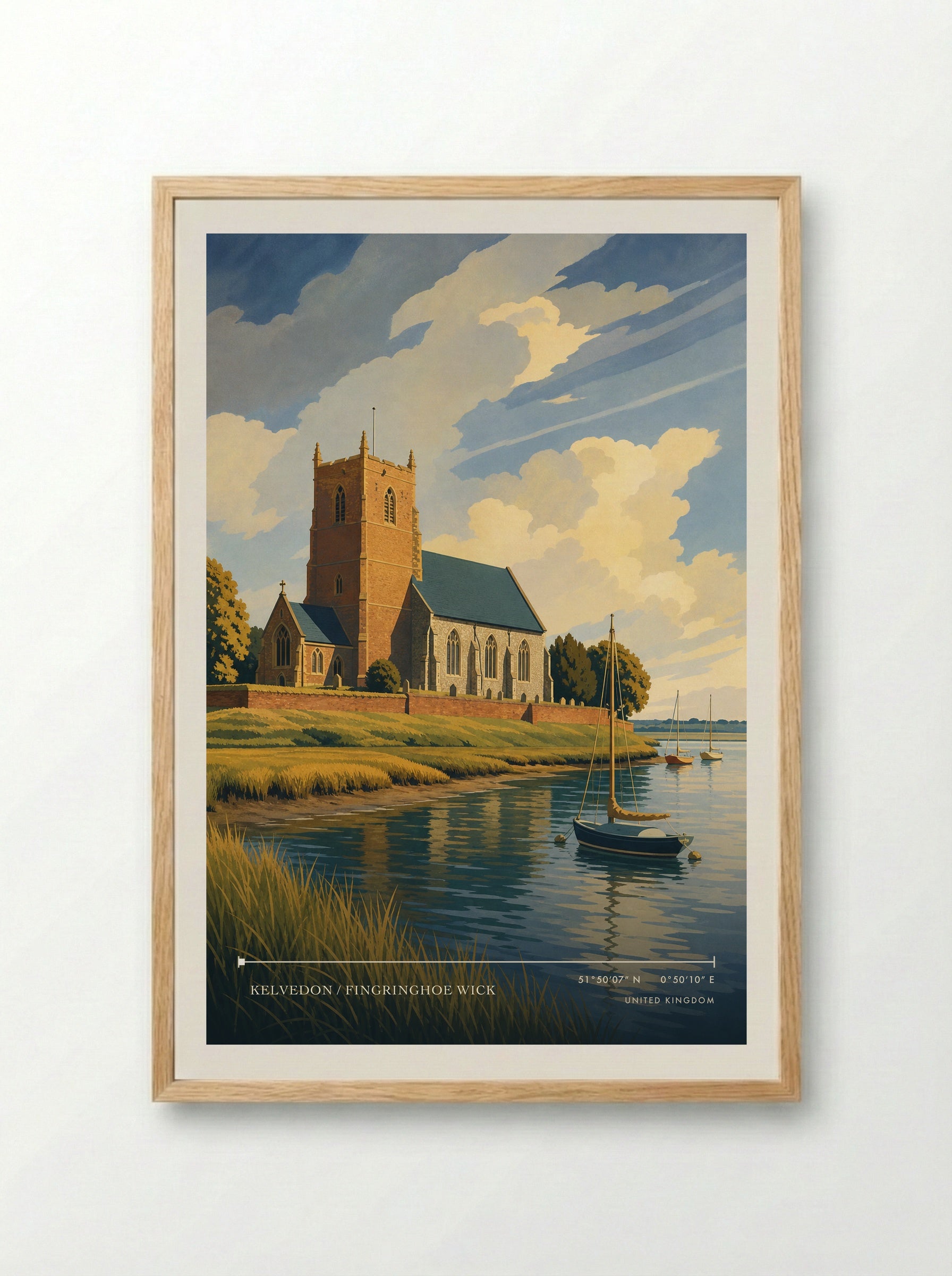Kelvedon / Fingringhoe Wick United Kingdom Travel Poster - Framed Print Wood