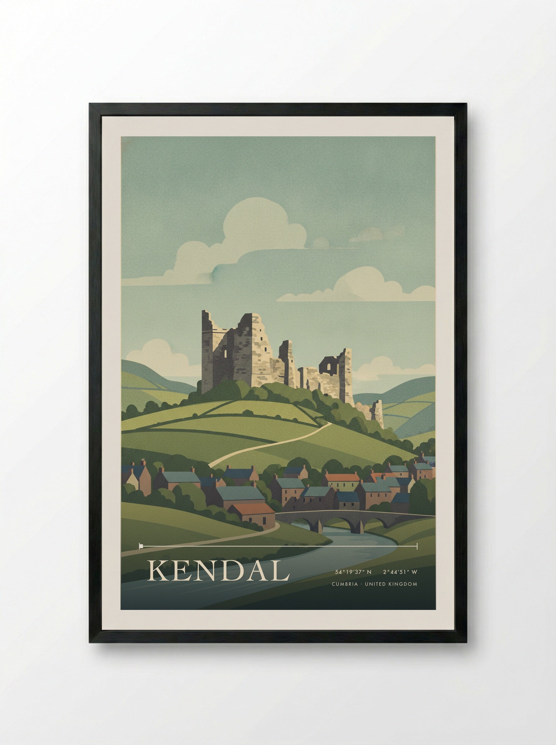 Kendal Cumbria United Kingdom Travel Poster - Framed Print Black