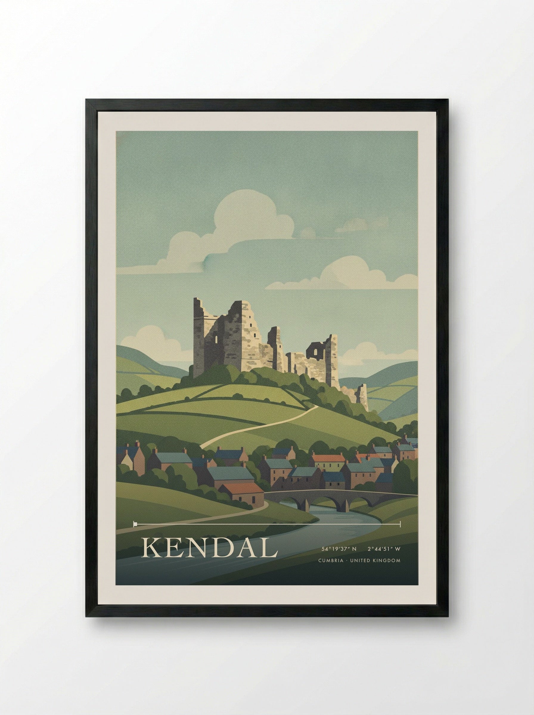 Kendal Cumbria United Kingdom Travel Poster - Framed Print Black