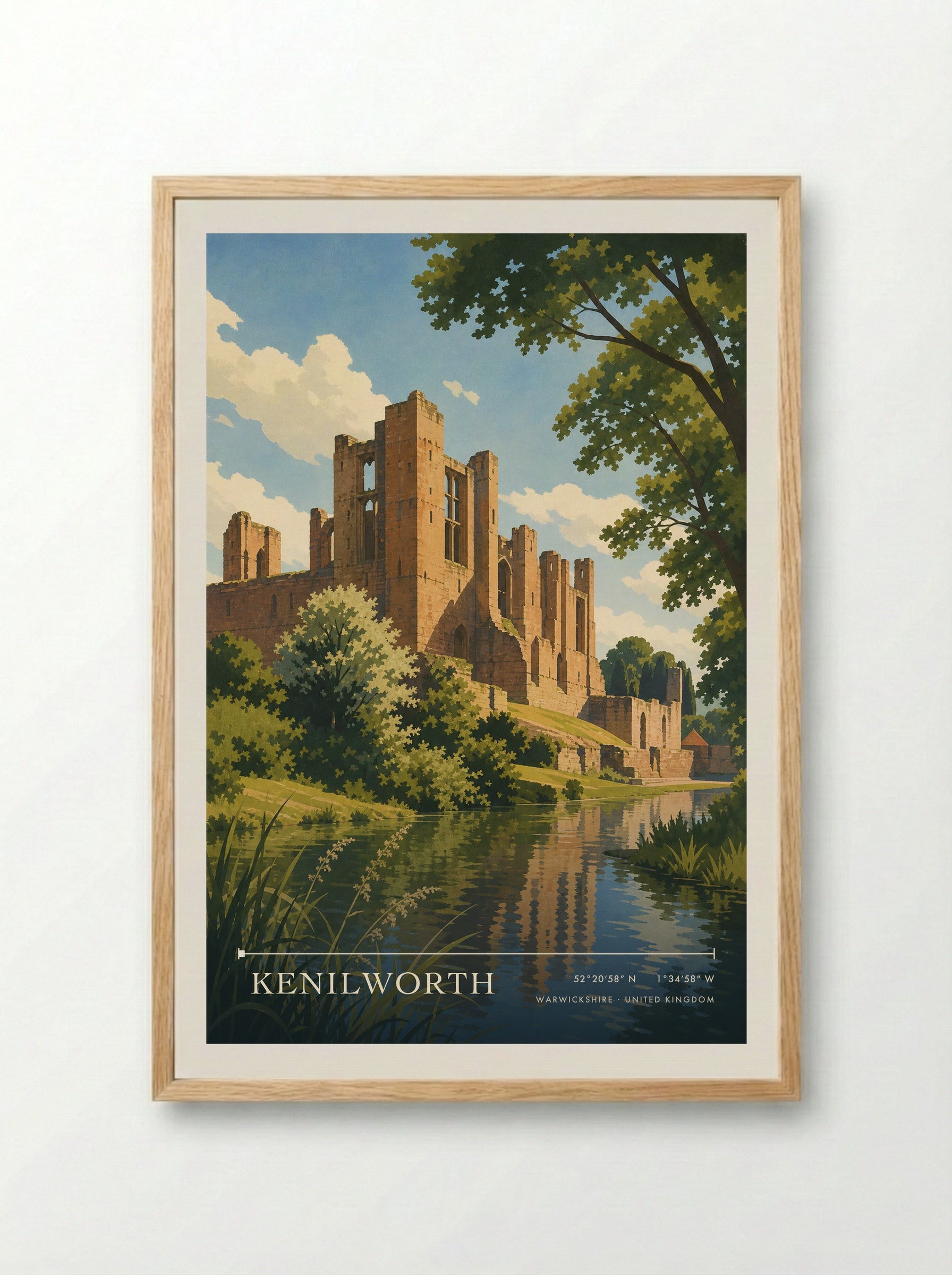 Kenilworth Warwickshire United Kingdom Travel Poster - Framed Print Wood