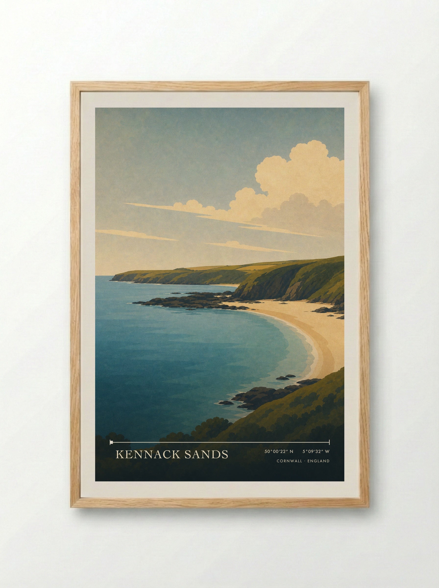 Kennack Sands Cornwall England Travel Poster - Framed Print Wood