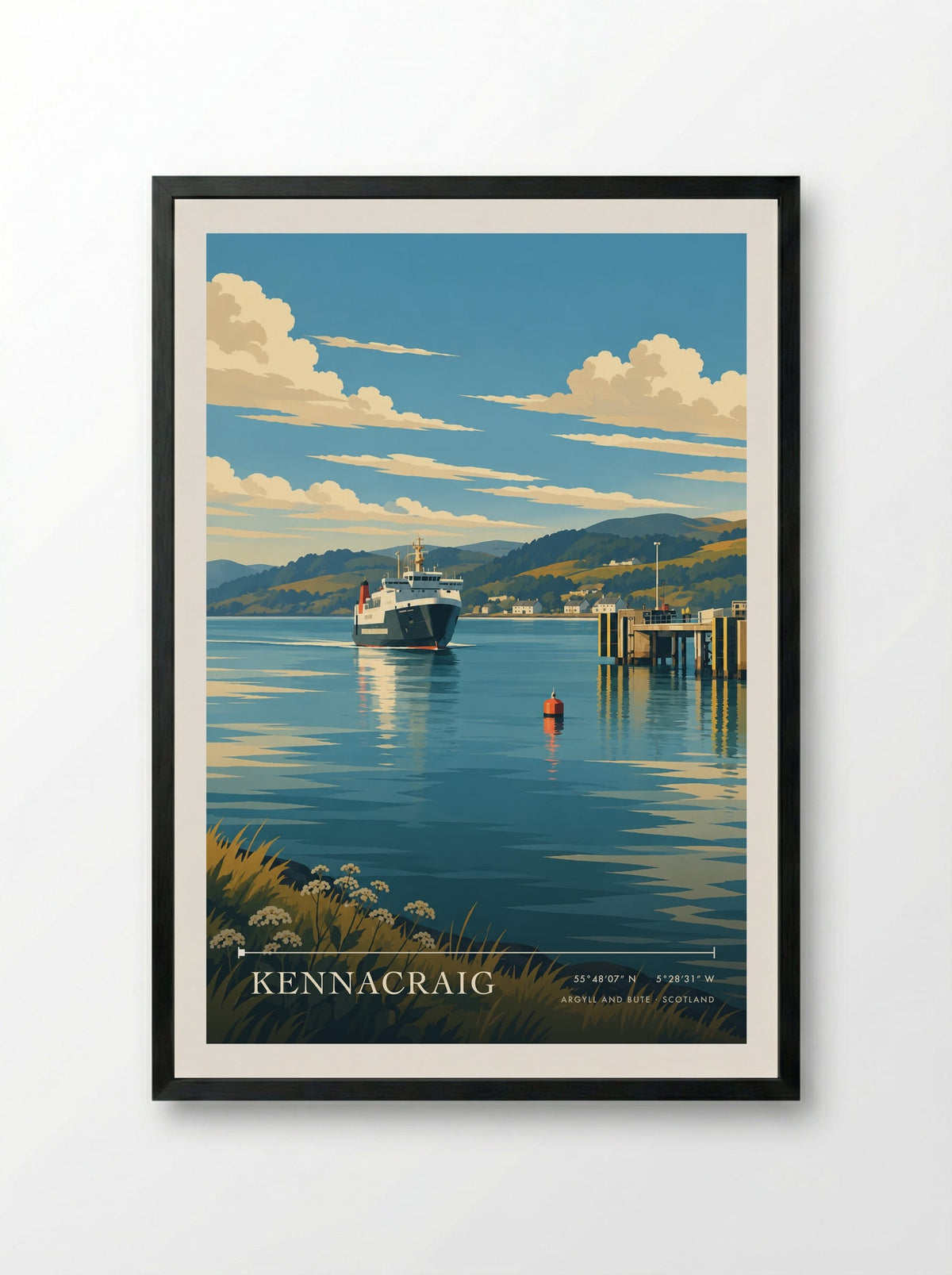 Kennacraig, Argyll and Bute | Travel Poster - Framed Print Black