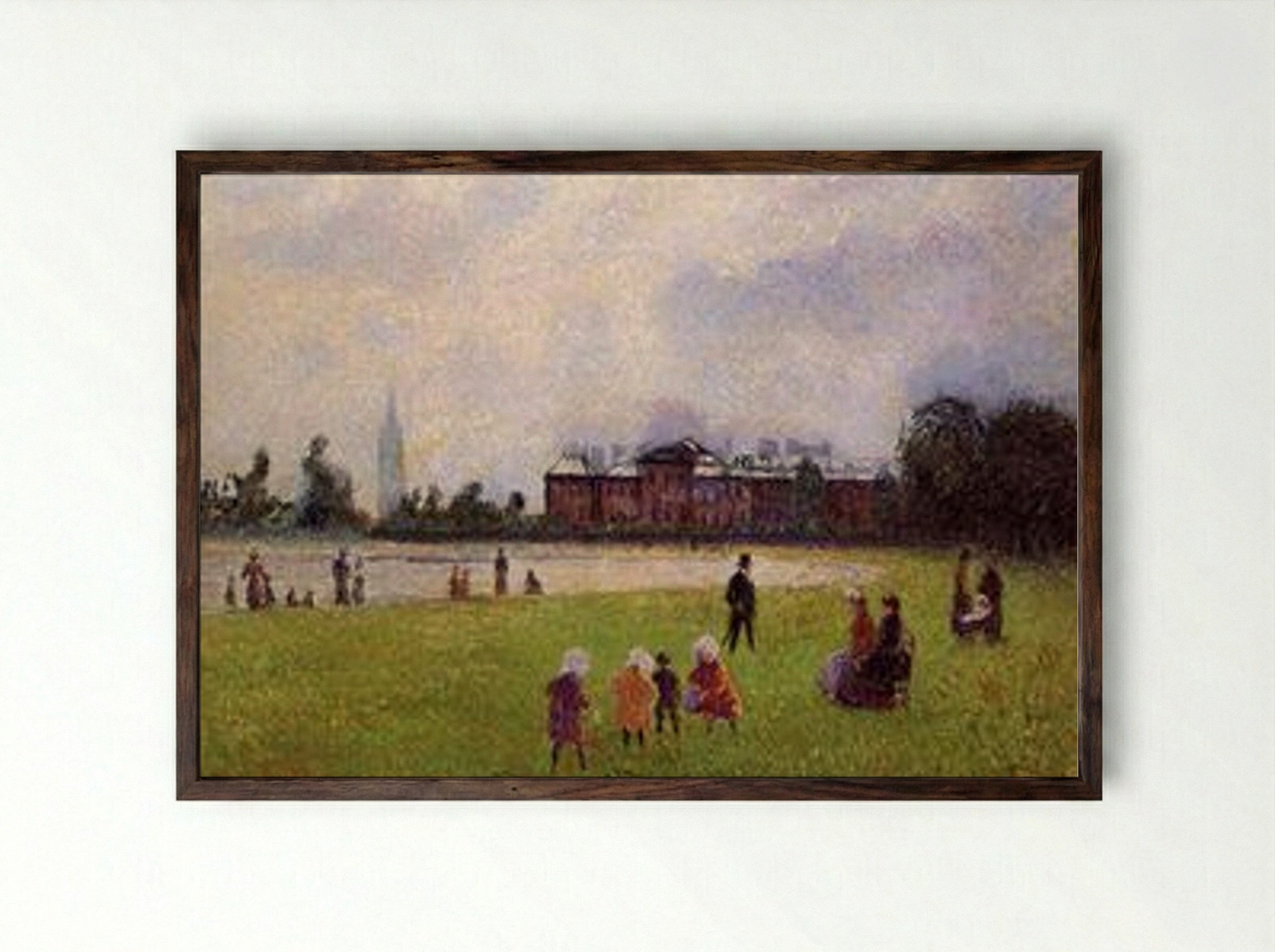 Kensington Gardens - Camille Pissarro - Framed Print Dark Wood