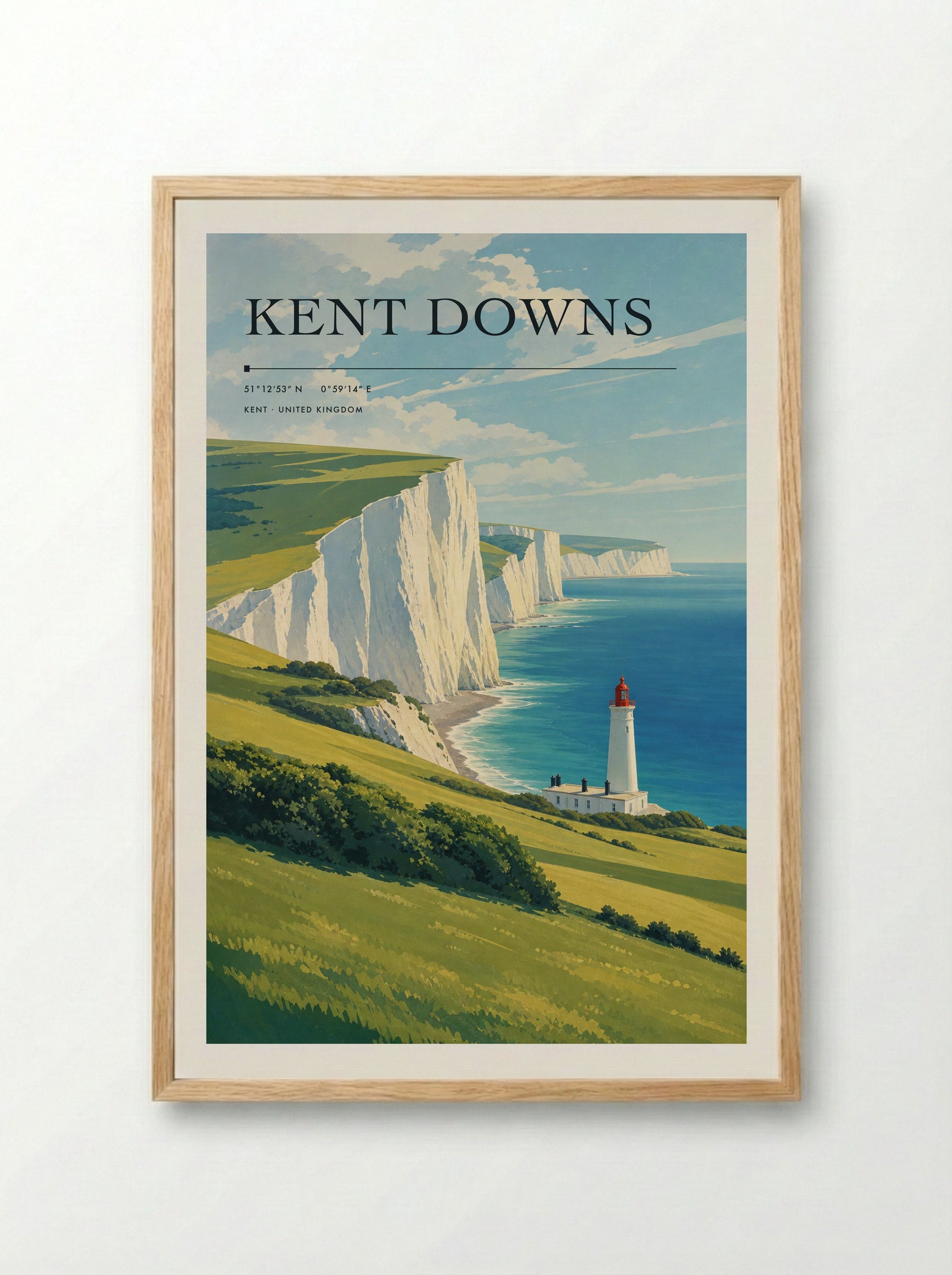 Kent Downs United Kingdom Travel Poster - Framed Print Wood
