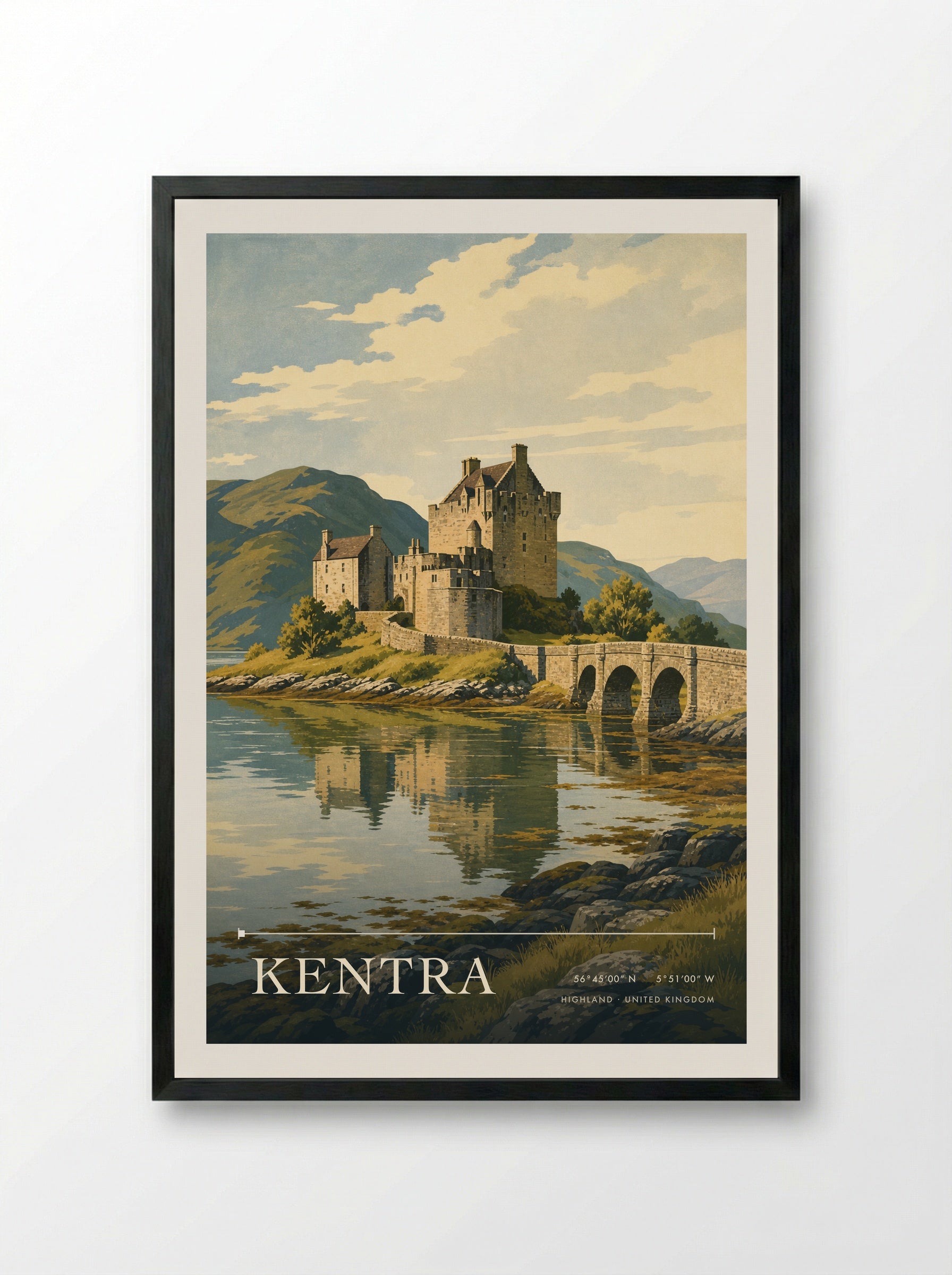 Kentra Highland United Kingdom Travel Poster - Framed Print Black