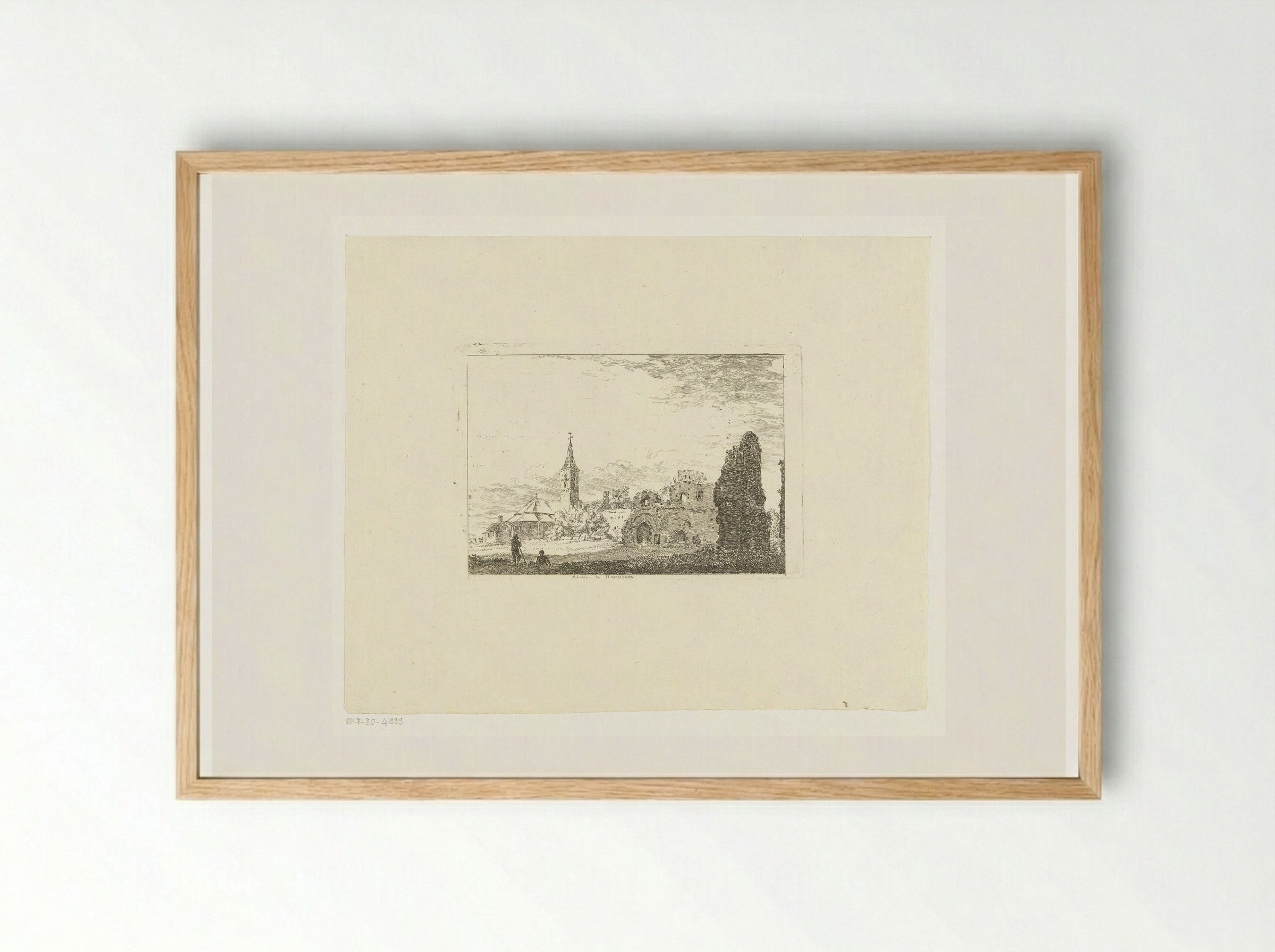 Kerk en ruïne van de abdij te Rijnsburg - Hermanus van Brussel - Framed Print Wood