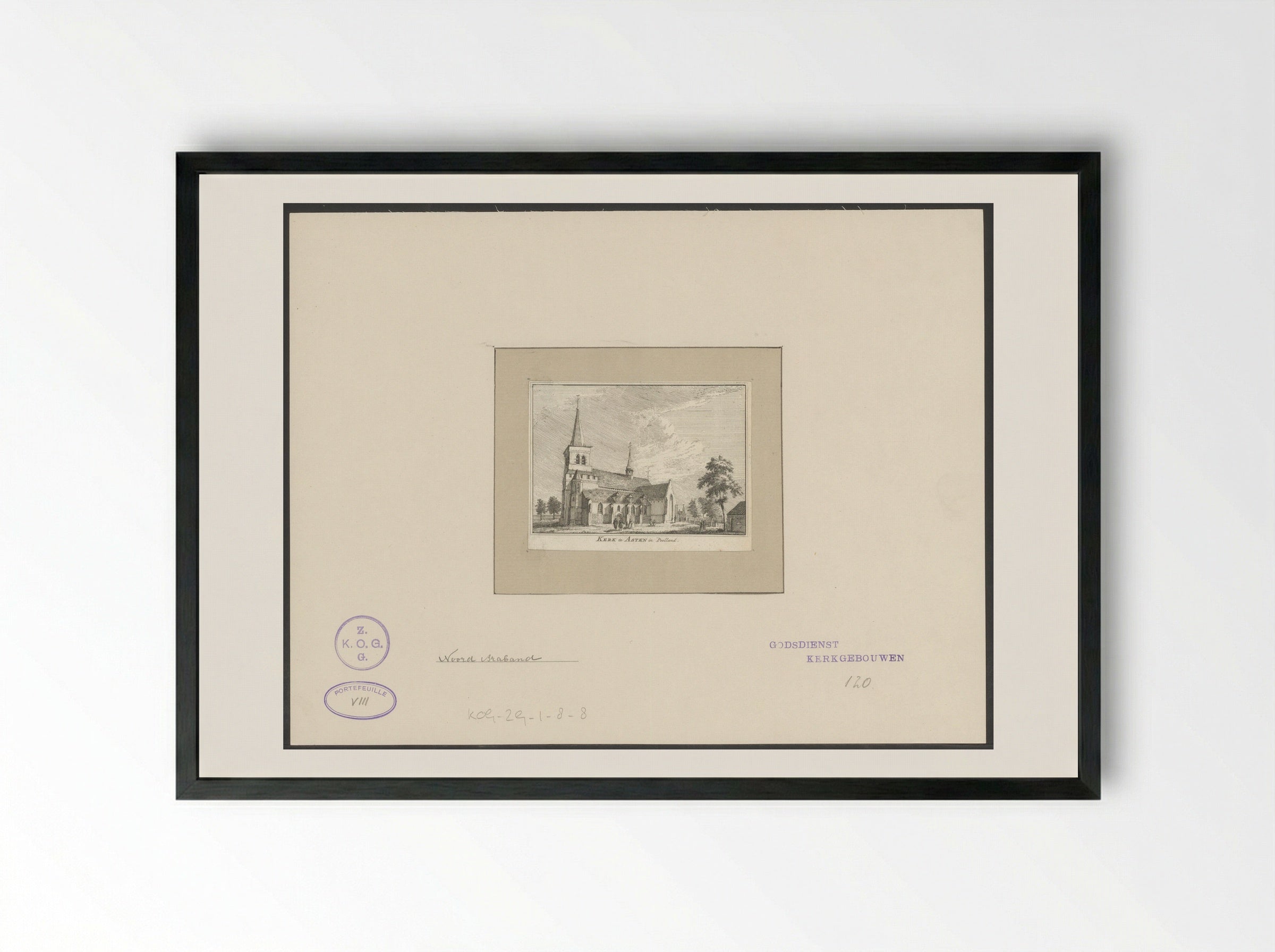 Kerk te Asten in Peelland - Hendrik Spilman - Framed Print Black
