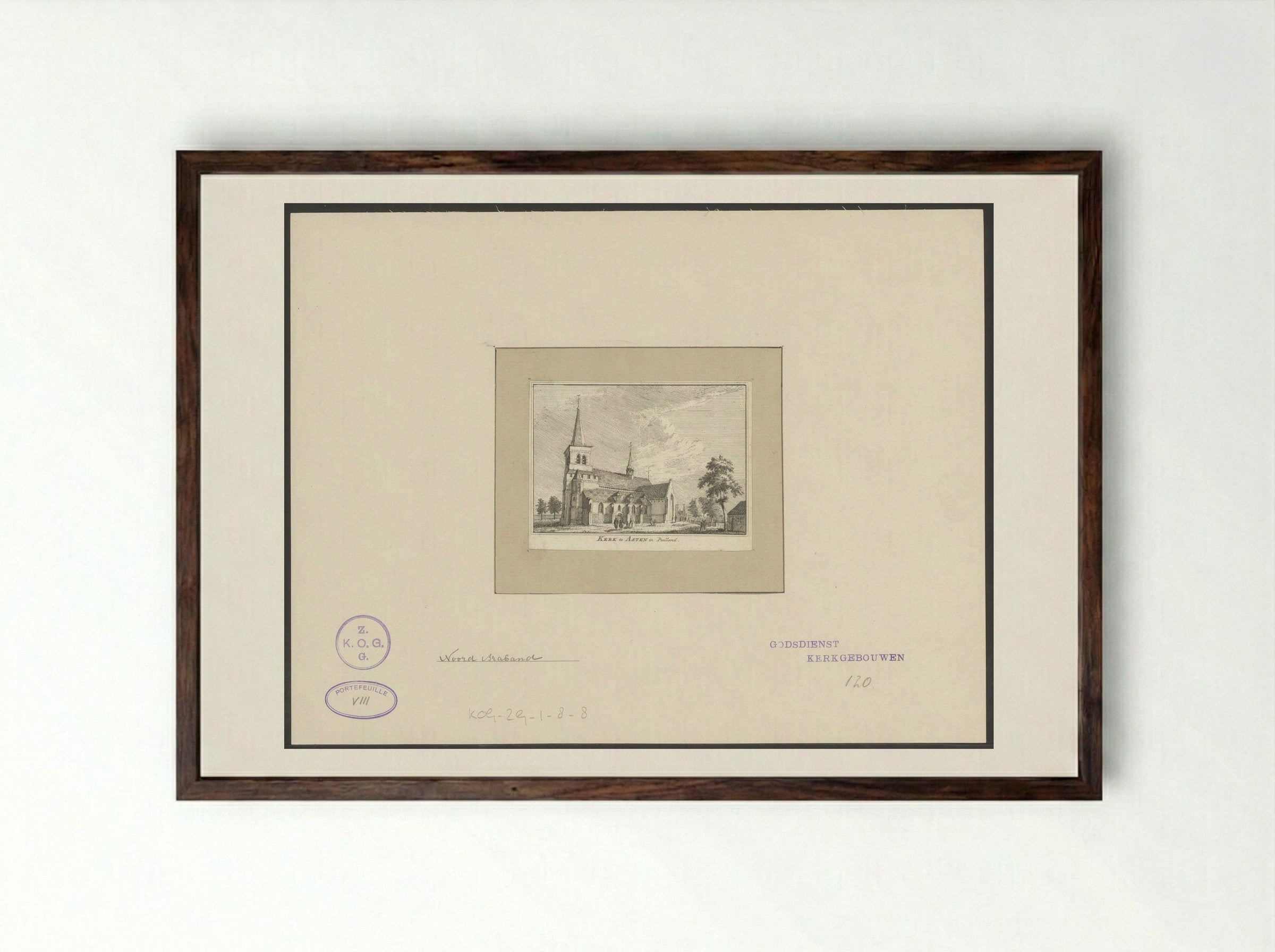 Kerk te Asten in Peelland - Hendrik Spilman - Framed Print Dark Wood