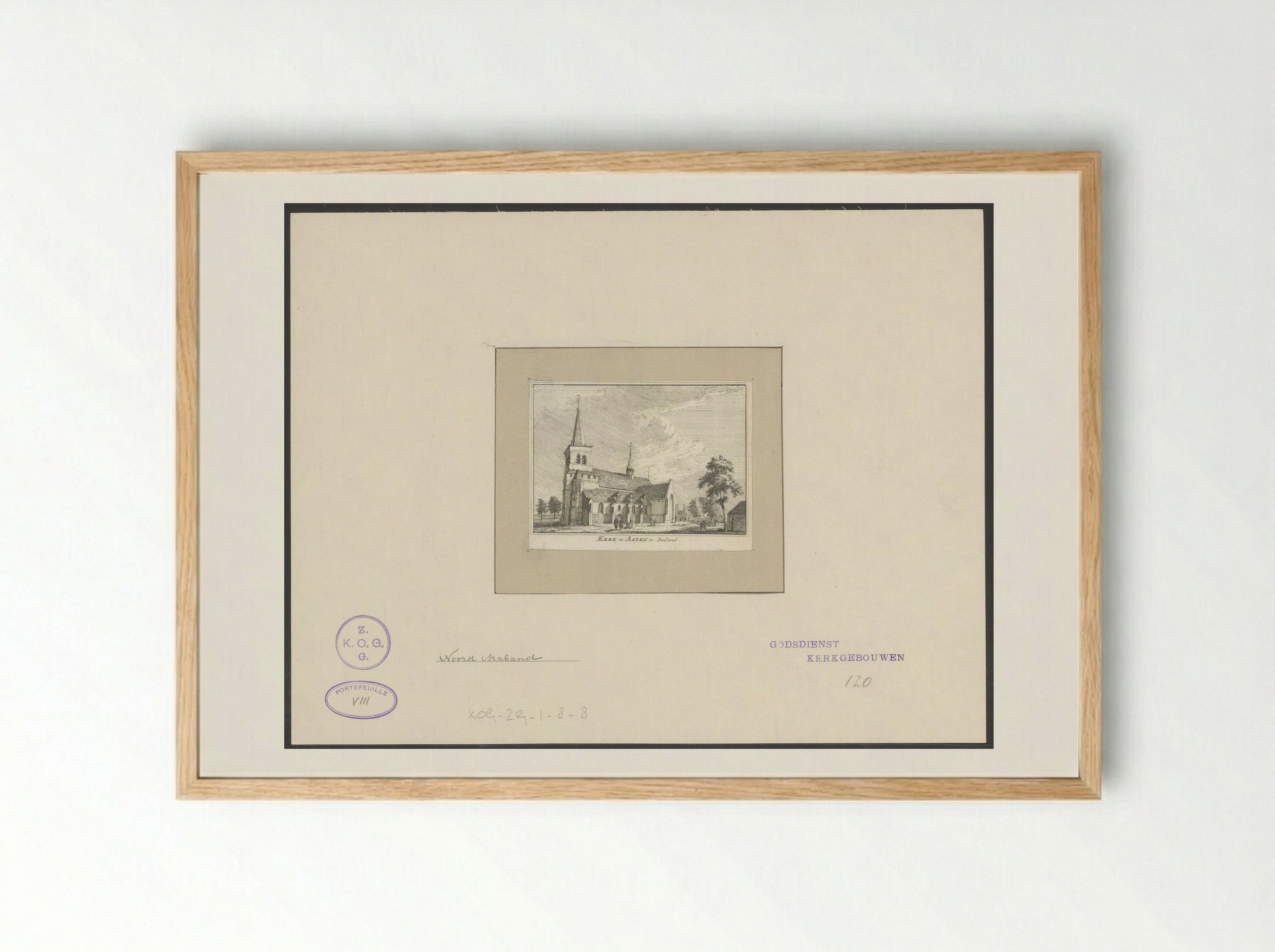 Kerk te Asten in Peelland - Hendrik Spilman - Framed Print Wood