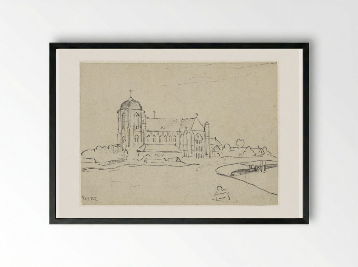 Kerk te Veere - Adolf le Comte - Framed Print Black