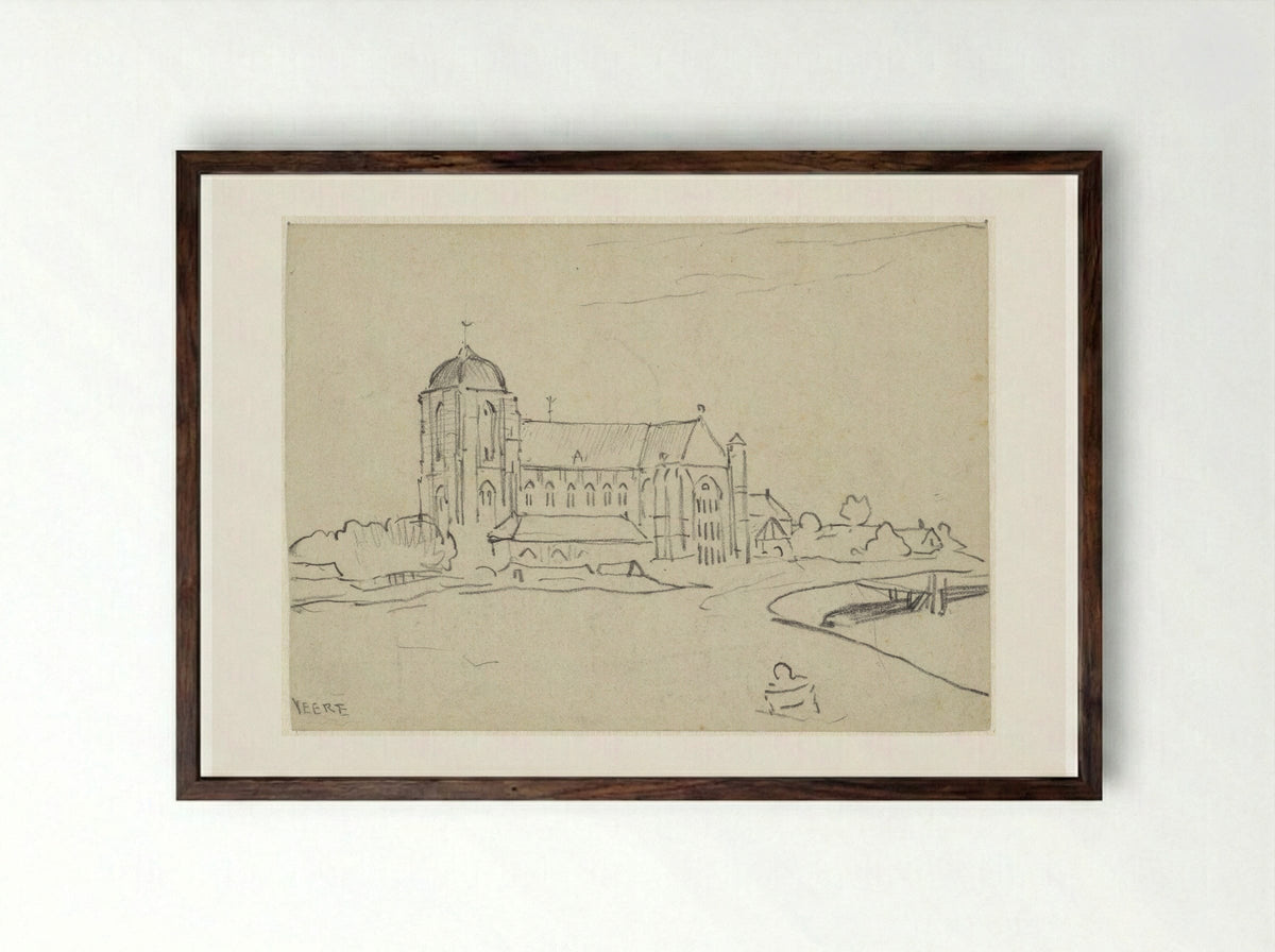 Kerk te Veere - Adolf le Comte - Framed Print Dark Wood