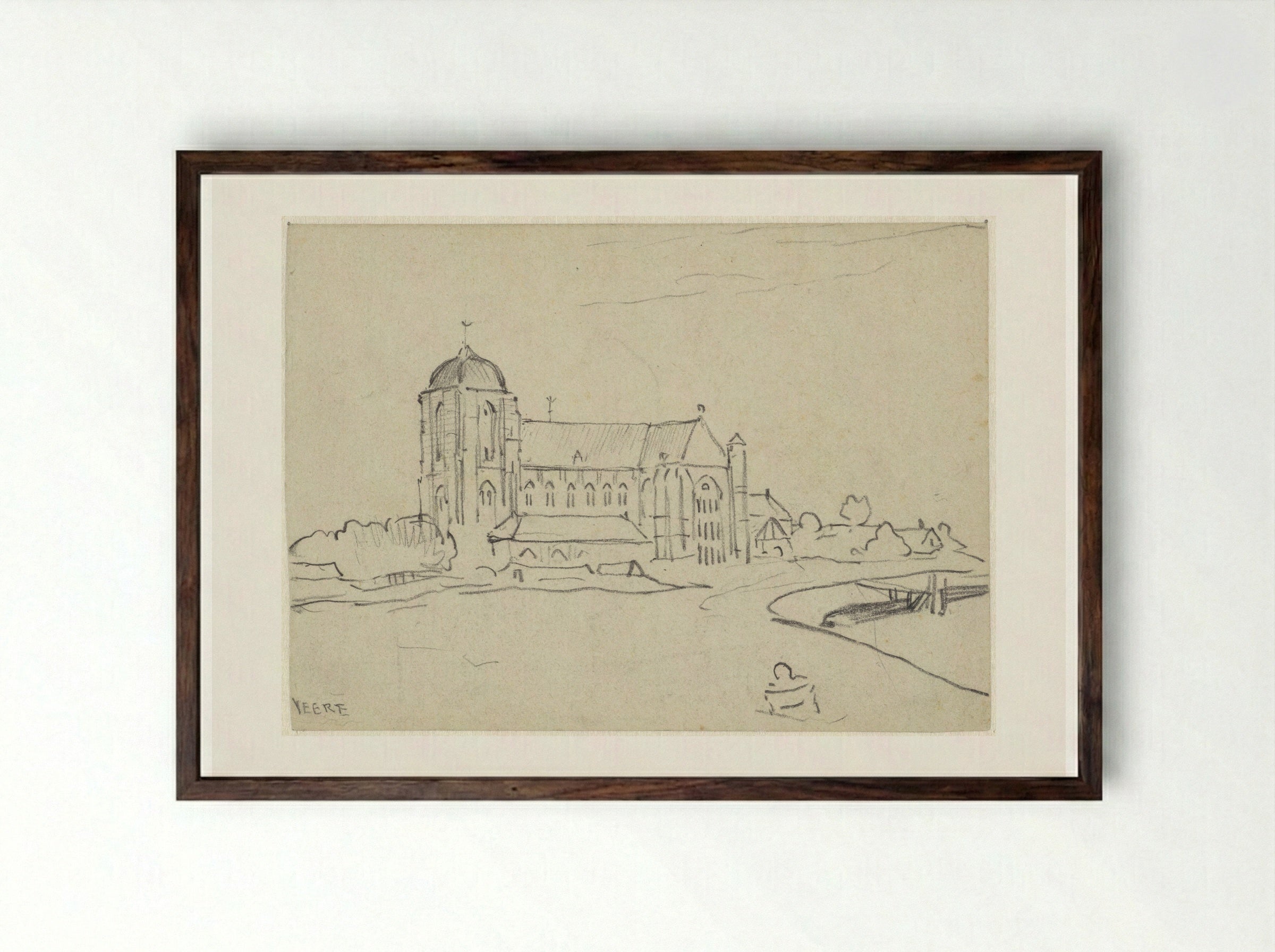 Kerk te Veere - Adolf le Comte - Framed Print Dark Wood
