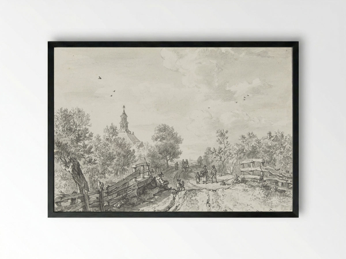 Kerk te Wilsveen - Karel la Fargue - Framed Print Black