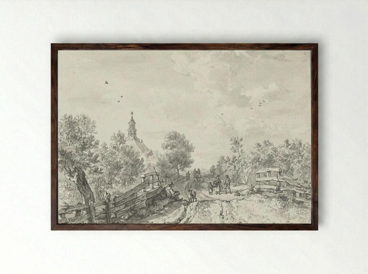 Kerk te Wilsveen - Karel la Fargue - Framed Print Dark Wood