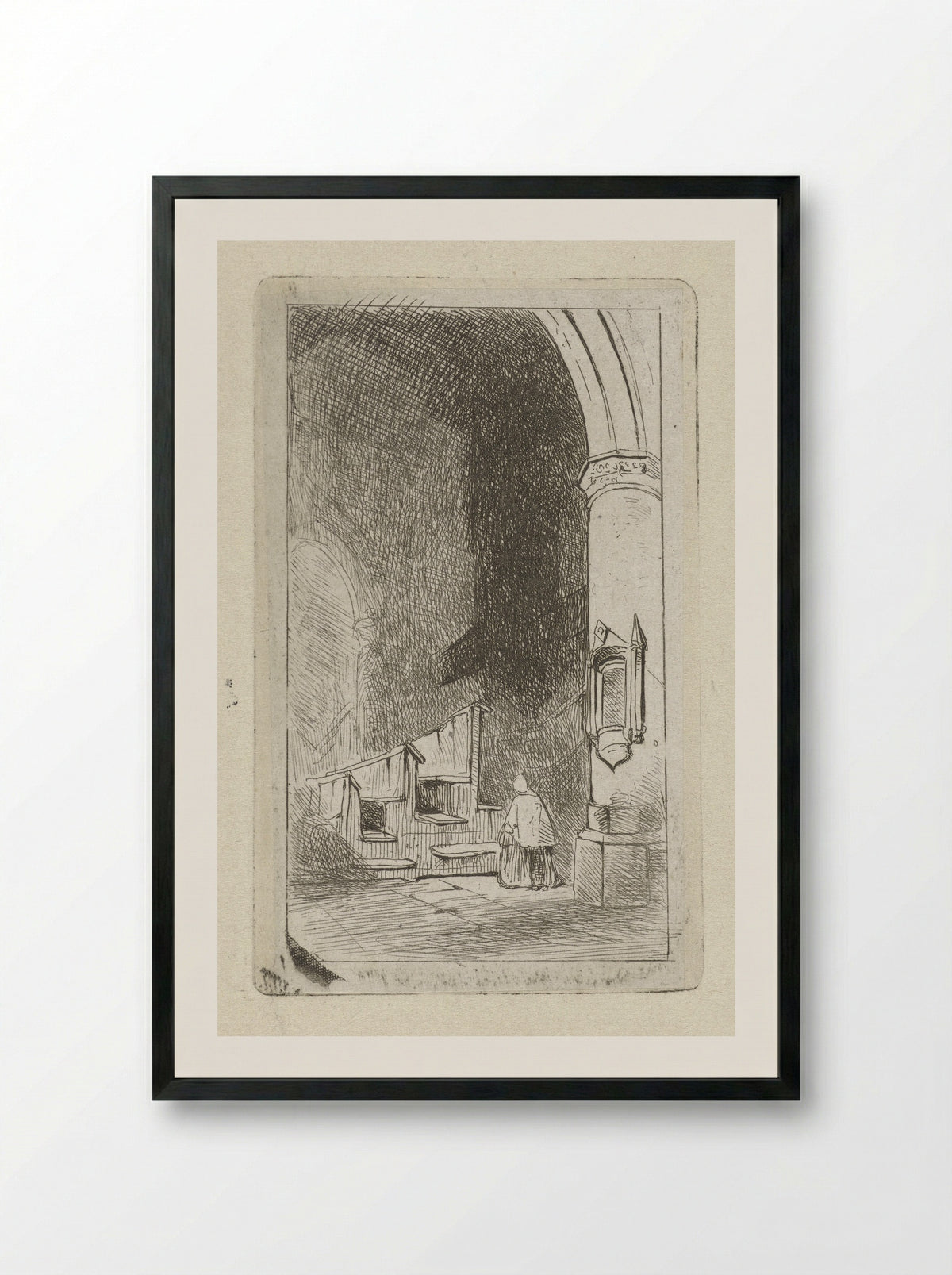 Kerkinterieur - Jan Diederikus Kruseman - Framed Print Black