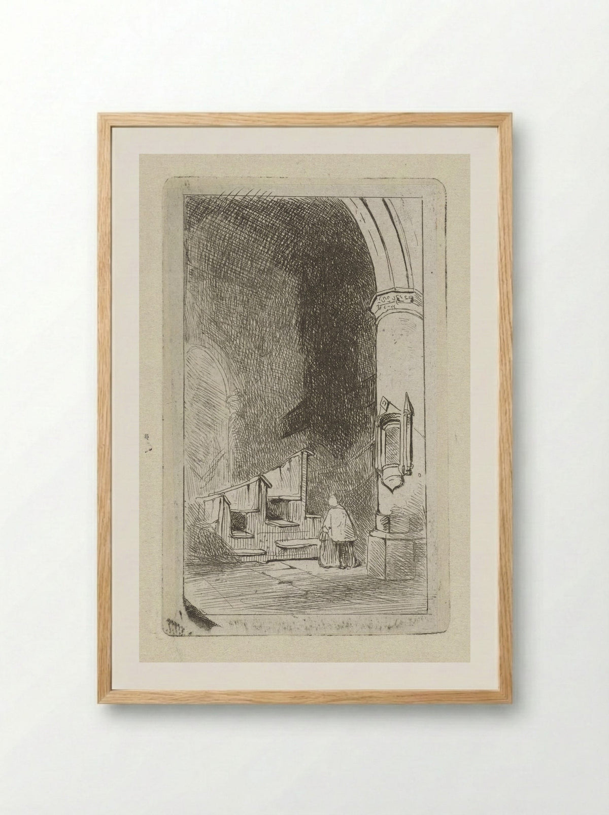 Kerkinterieur - Jan Diederikus Kruseman - Framed Print Wood