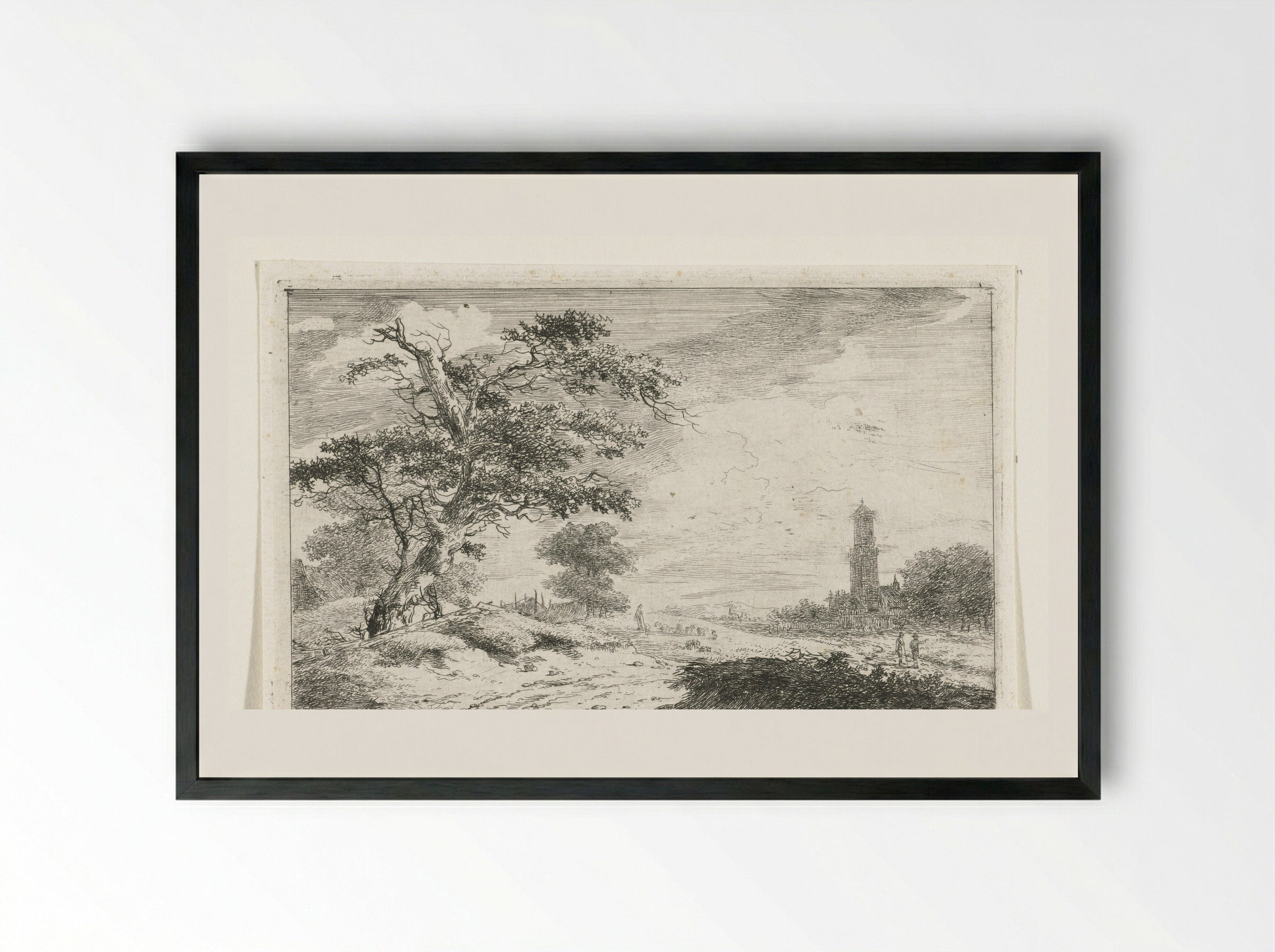Kerktoren bij zandvlakte - Hermanus van Brussel - Framed Print Black