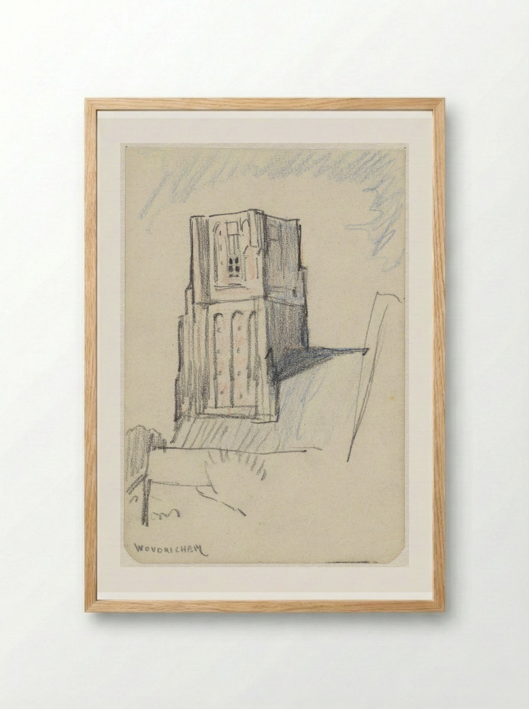 Kerktoren te Woudrichem - Adolf le Comte - Framed Print Wood