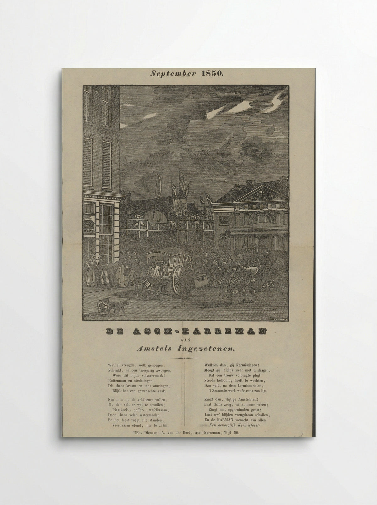Kermisprent van de Amsterdamse askarrenmannen voor het jaar 1850 - Dirk Wijbrand Tollenaar - Poster