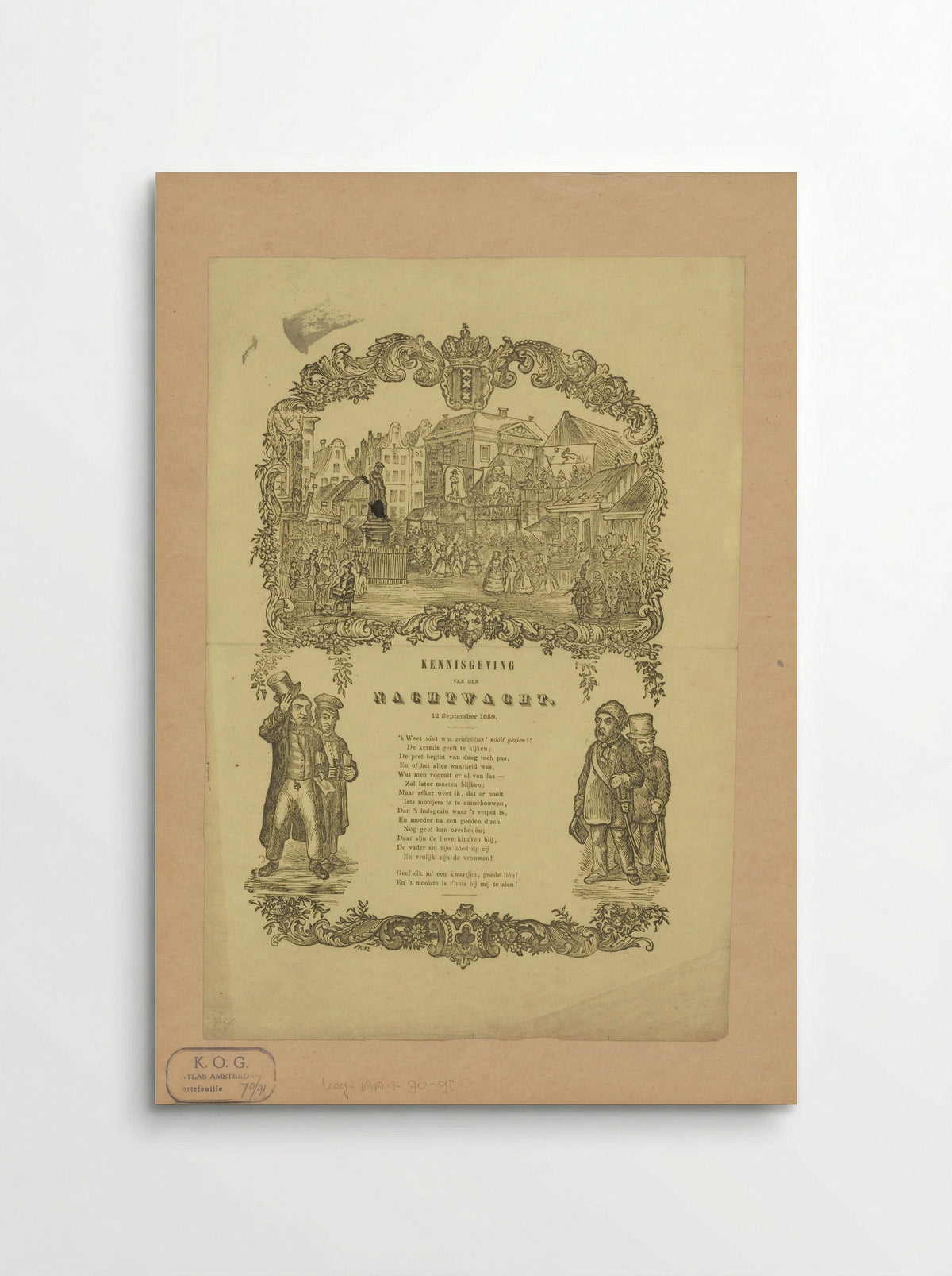 Kermisprent van de Amsterdamse nachtwacht voor het jaar 1859 - Friedrich Robert Prinz - Poster
