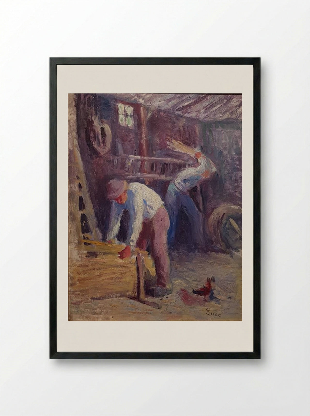 Kermouster, travaux à la ferme - Maximilien Luce - Framed Print Black