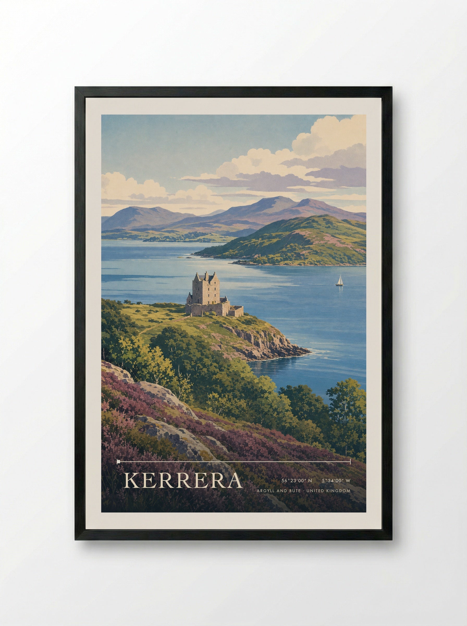 Kerrera Argyll and Bute United Kingdom Travel Poster - Framed Print Black