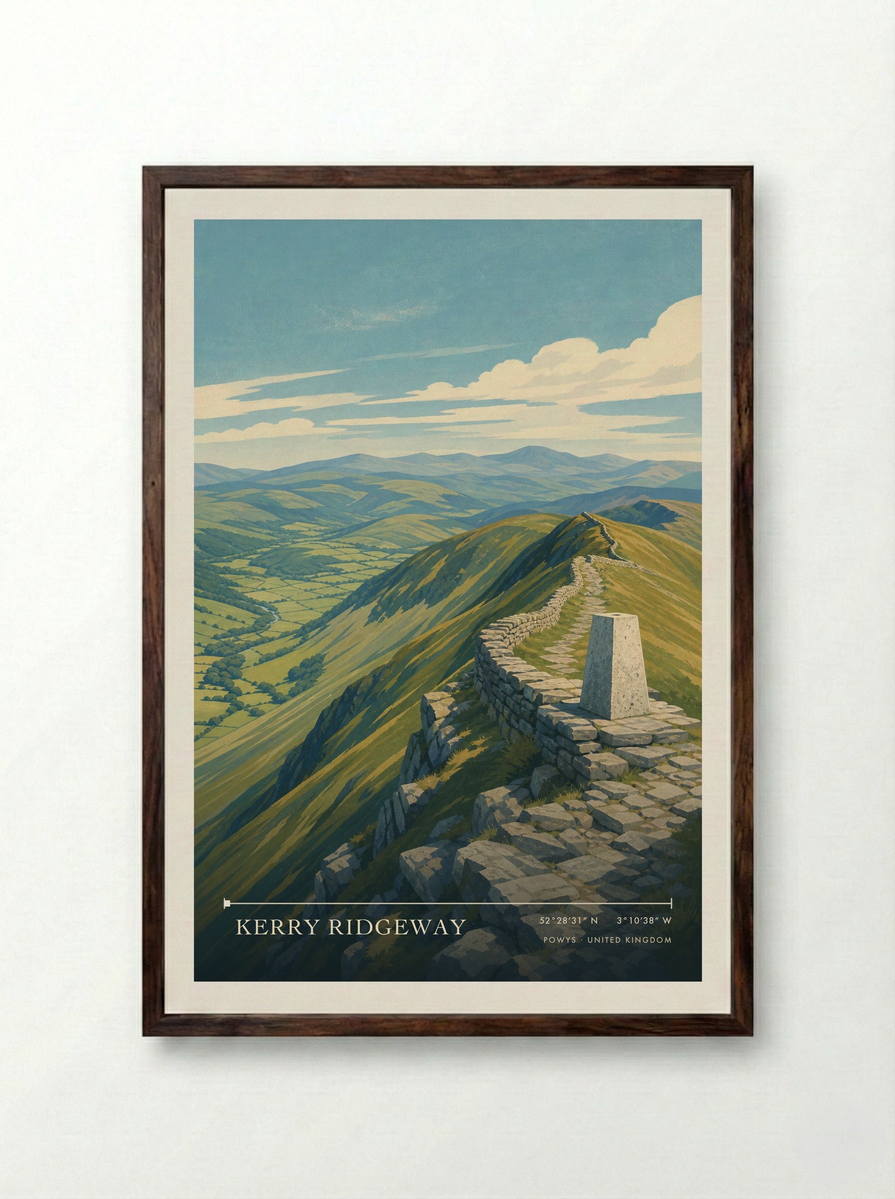 Kerry Ridgeway Powys United Kingdom Travel Poster - Framed Print Dark Wood