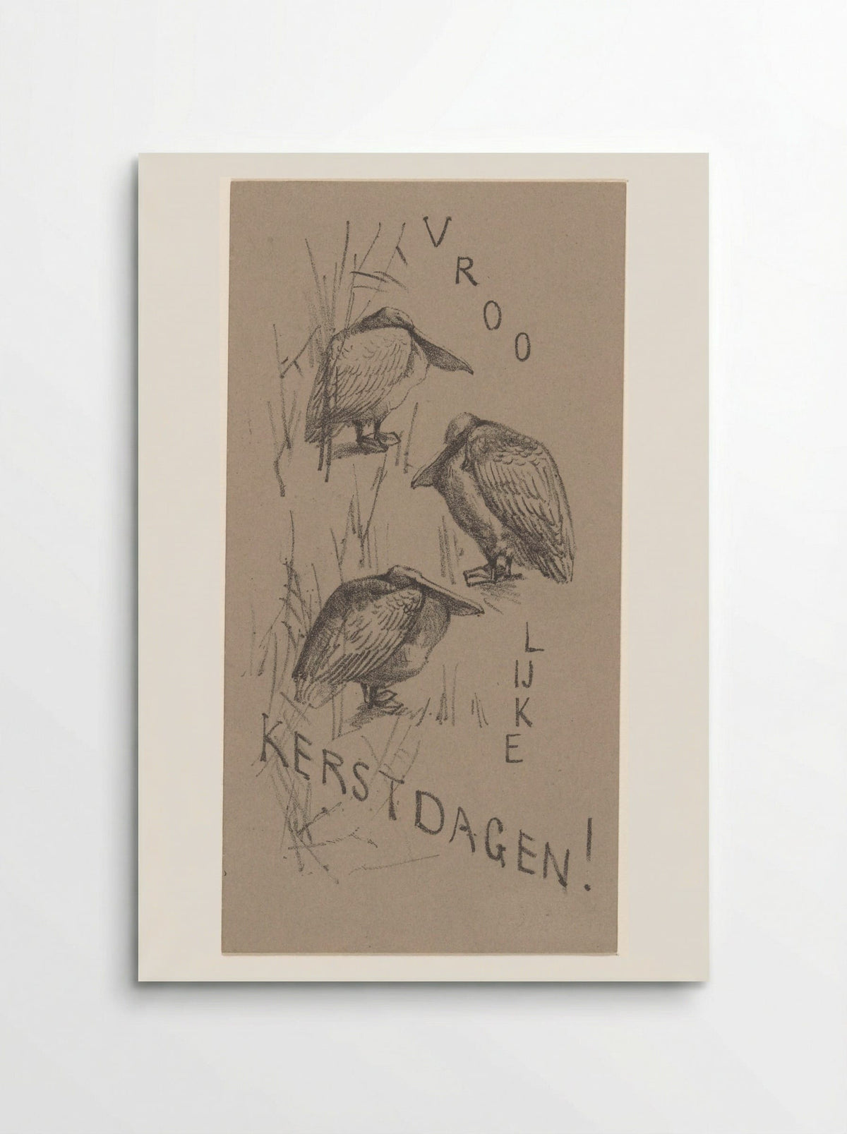 Kerstkaart met drie pelikanen - Theo van Hoytema - Poster