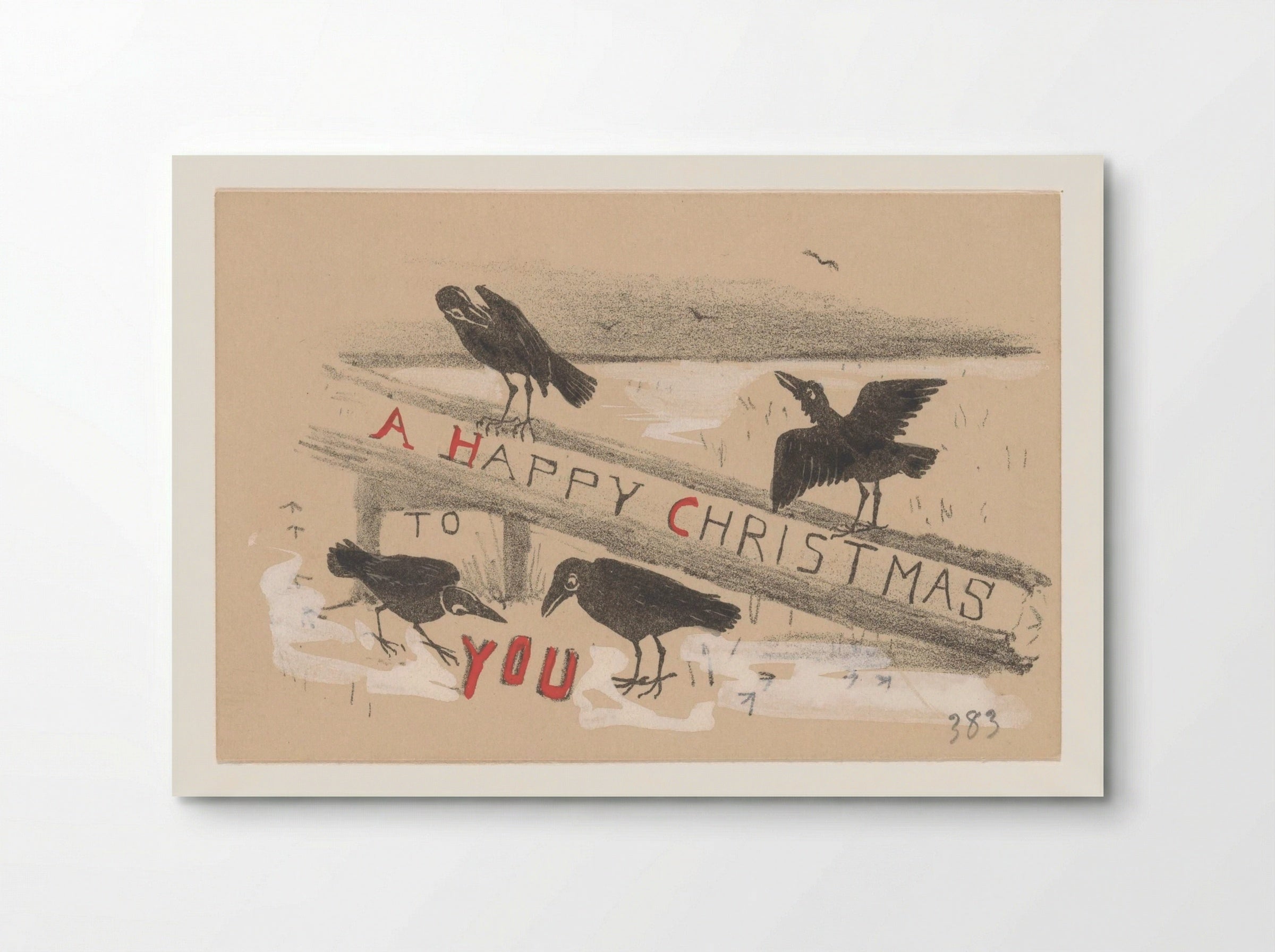 Kerstkaart met vier kraaien - Theo van Hoytema - Poster