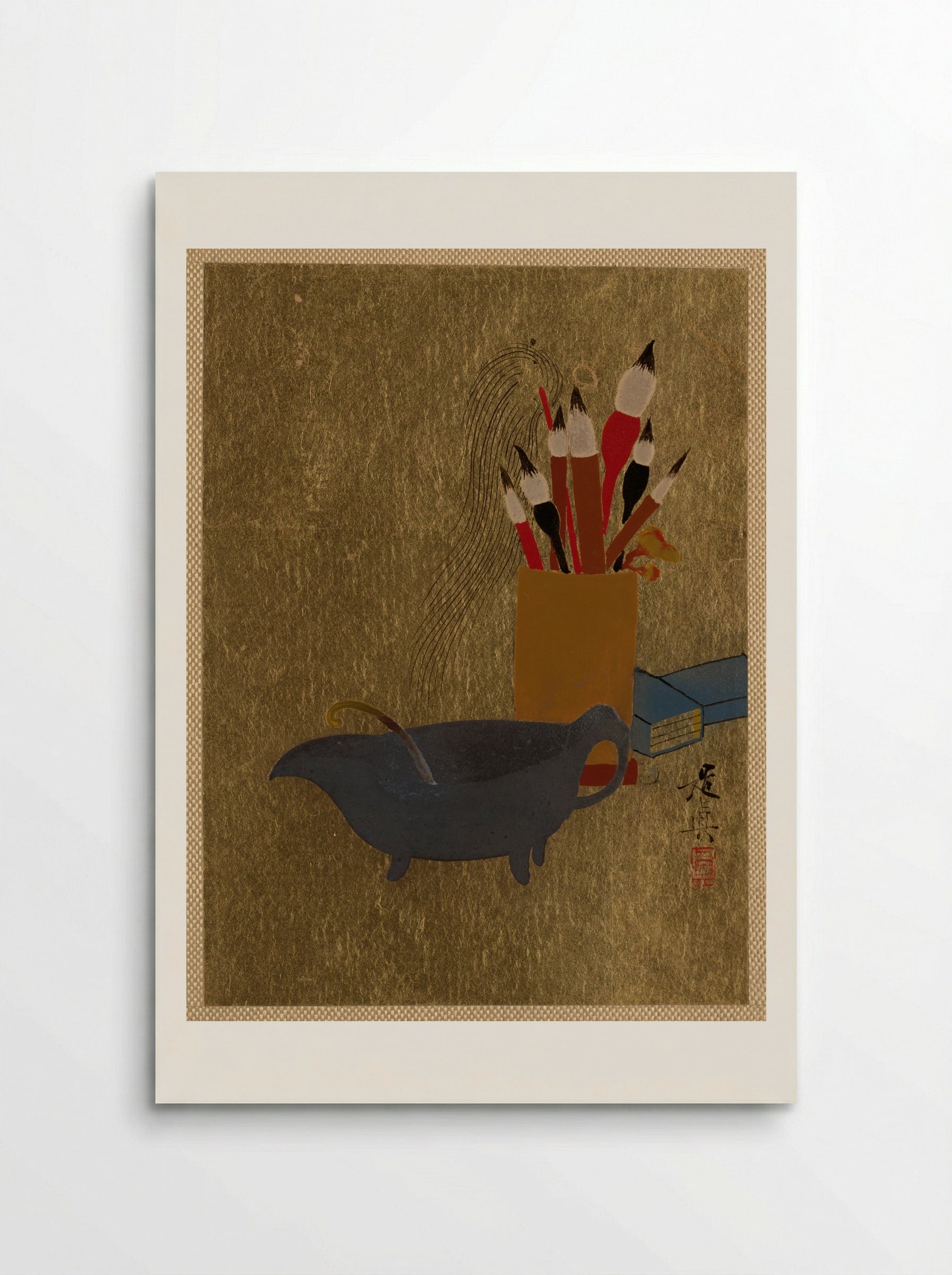 Kettle and Box with Paint Brushes - Shibata Zeshin - Poster