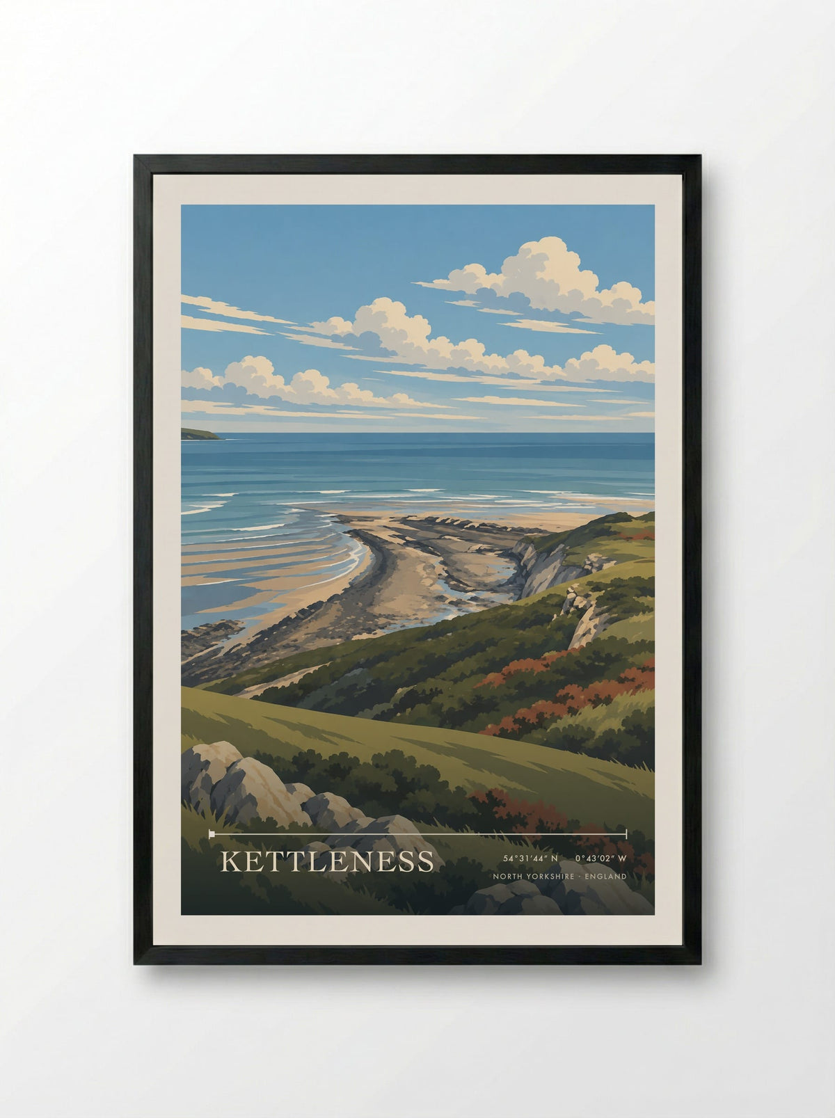 Kettleness, North Yorkshire | Travel Poster - Framed Print Black