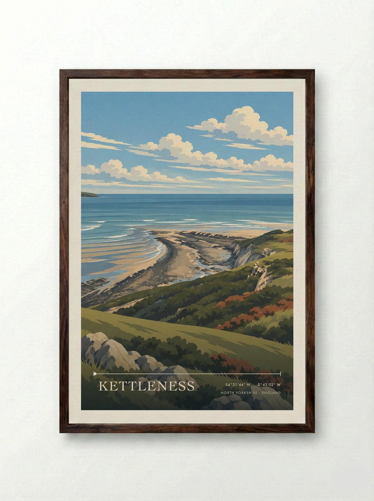Kettleness, North Yorkshire | Travel Poster - Framed Print Dark Wood