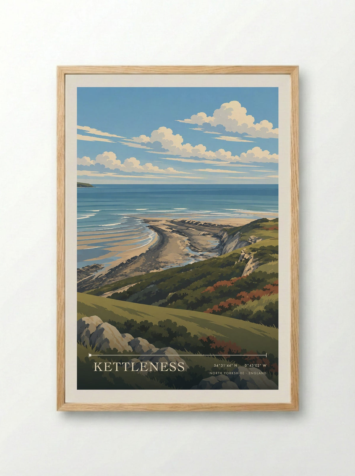 Kettleness, North Yorkshire | Travel Poster - Framed Print Wood
