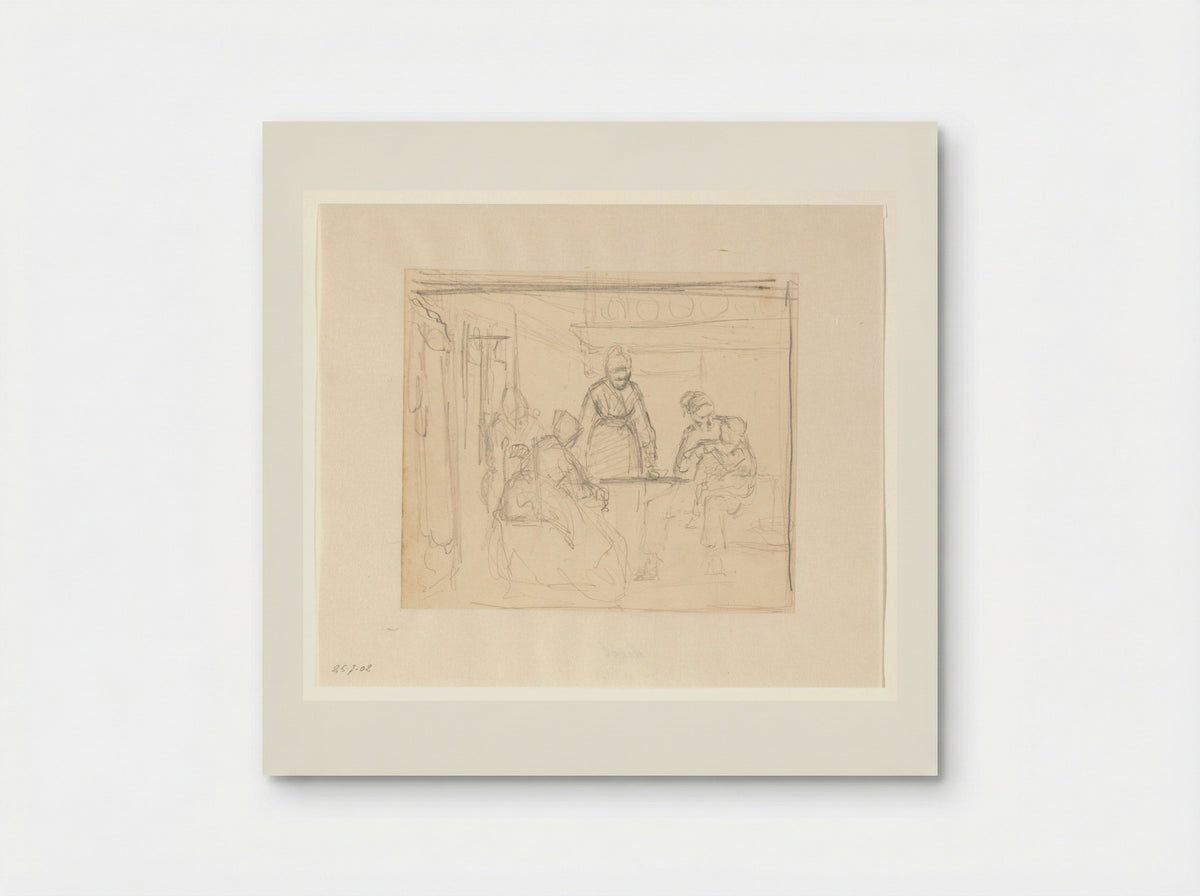 Keukeninterieur met familie - Hendrik Valkenburg - Poster